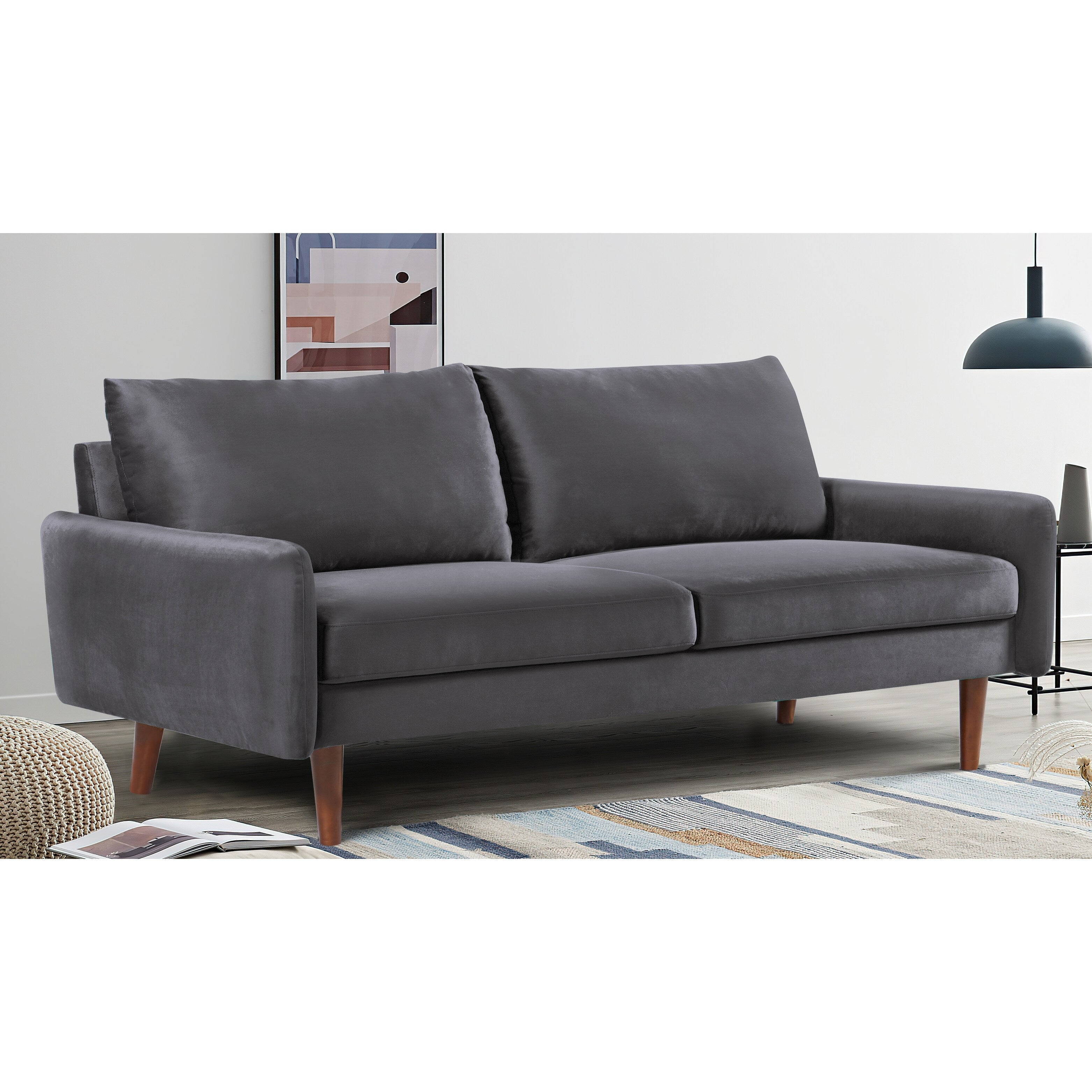 US Pride Furnitirue 70''W Tapered-Leg Velvet Sofa