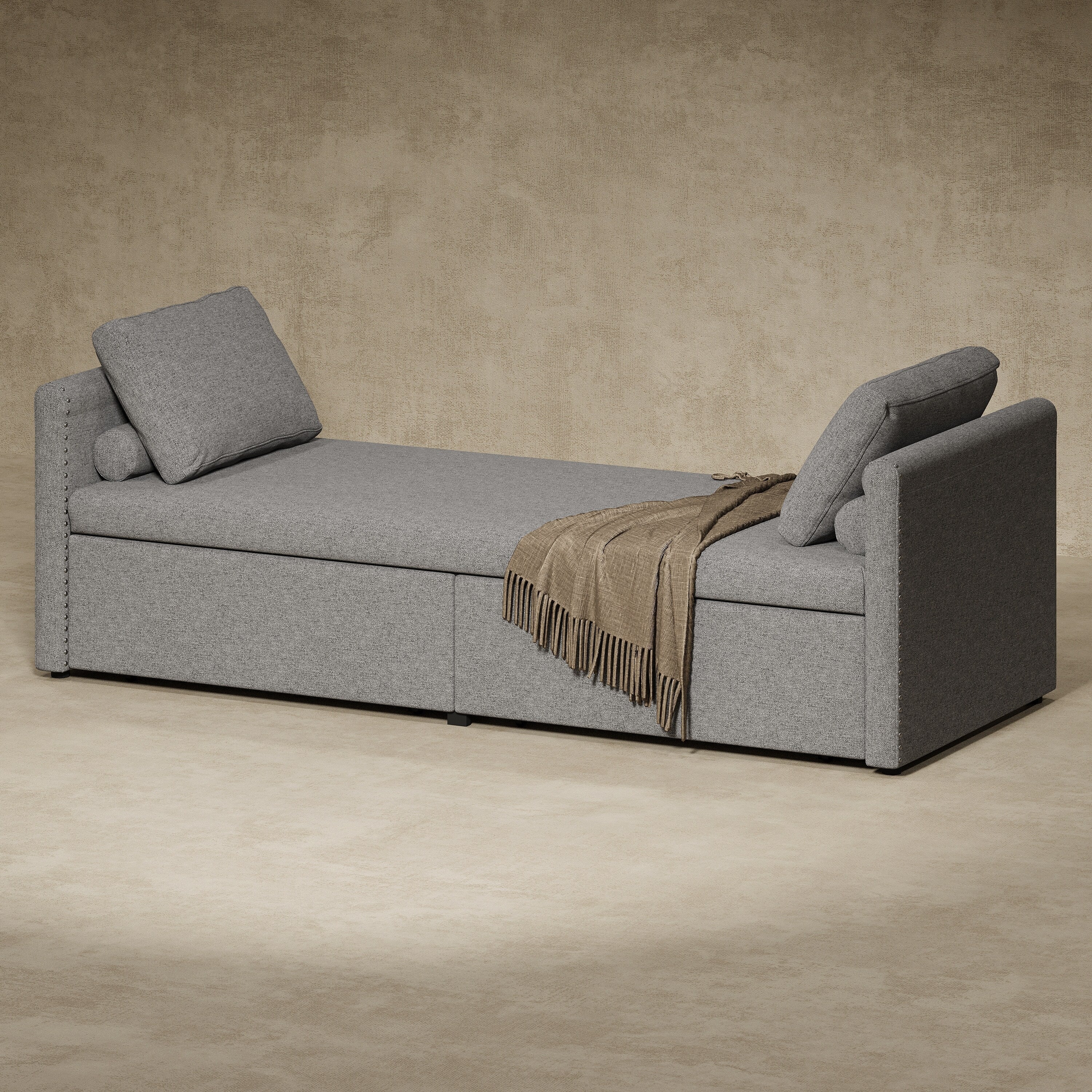 Upholstered Chaise Lounger Daybed with 2 Drawers by Harper&Bright Designs