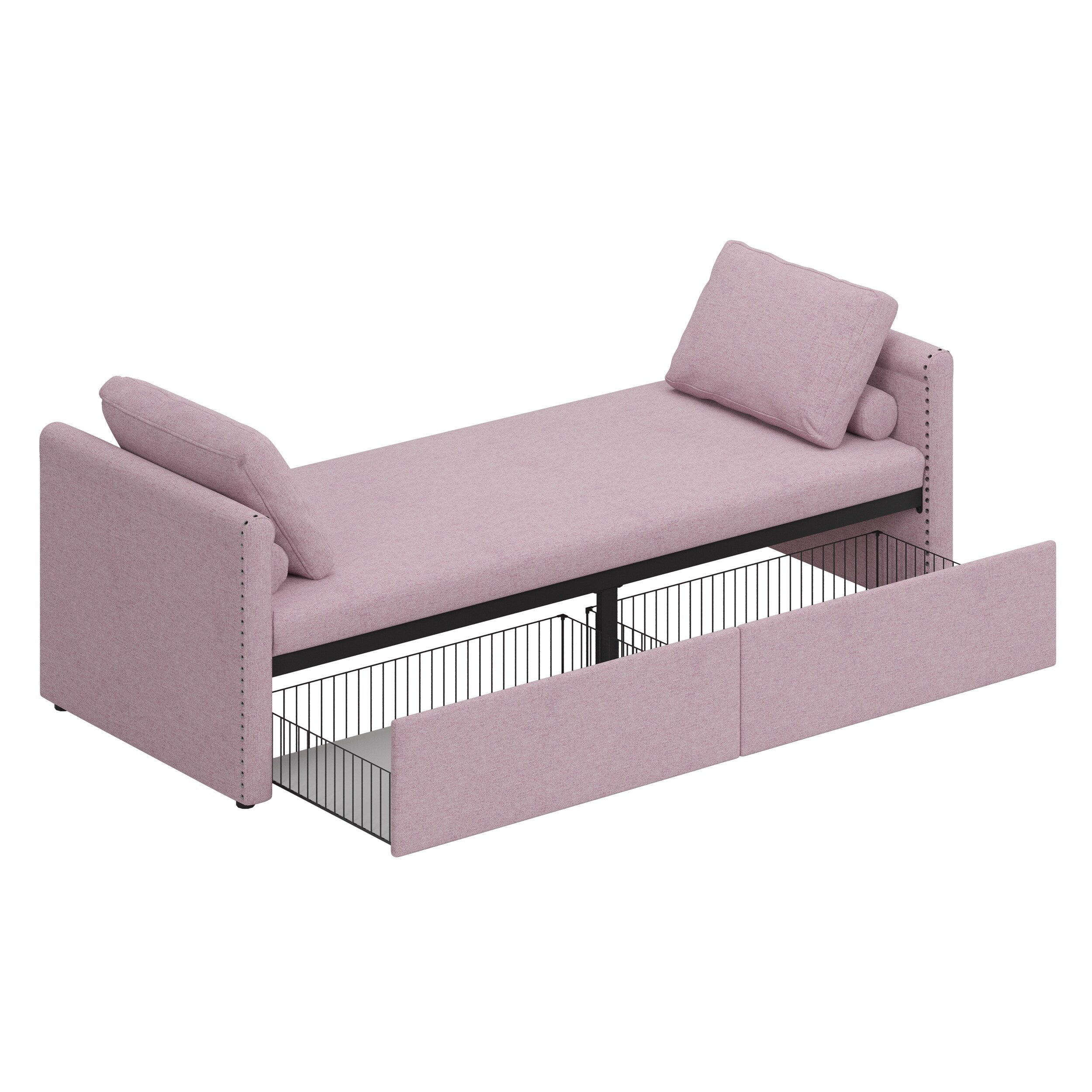 Upholstered Chaise Lounger Daybed with 2 Drawers by Harper&Bright Designs