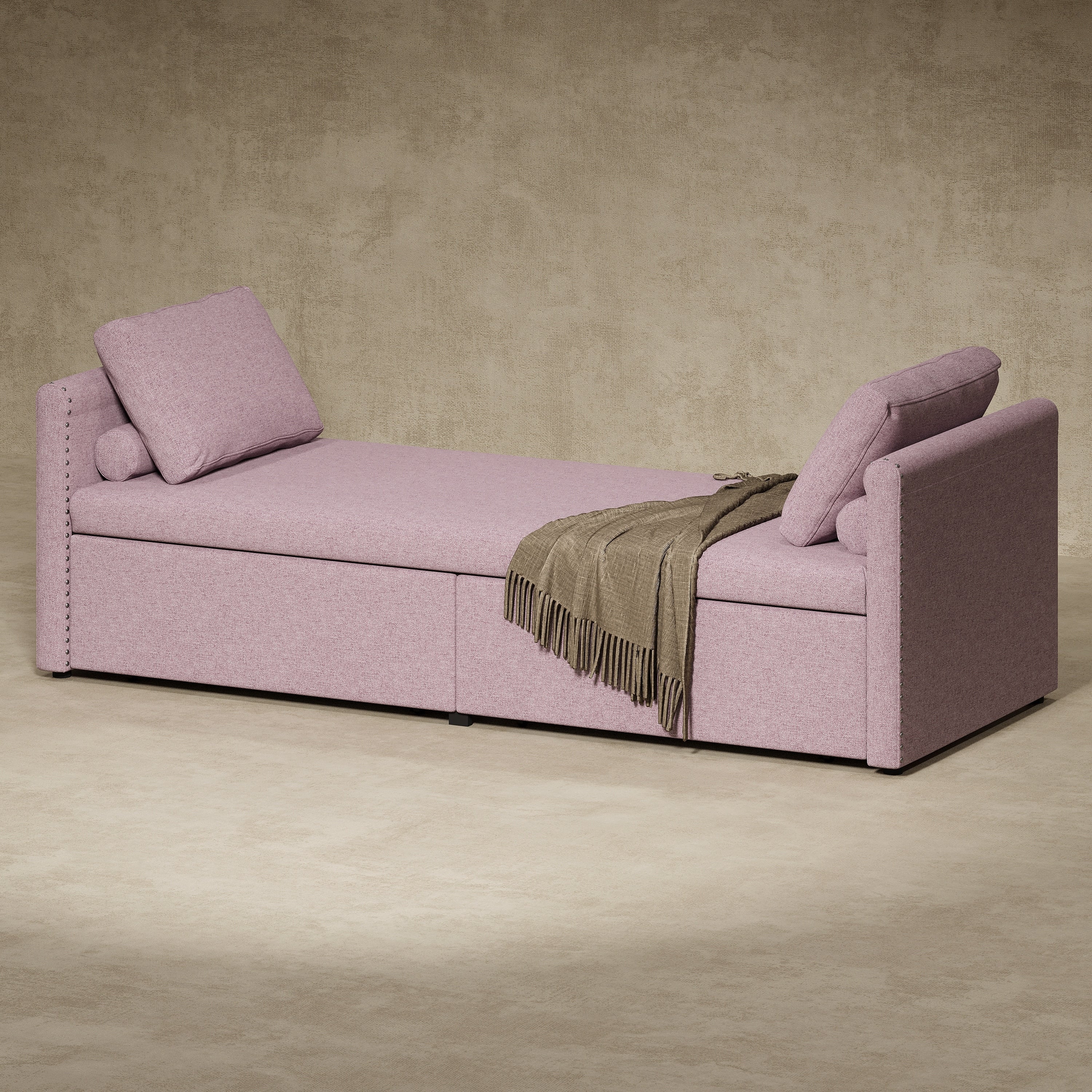 Upholstered Chaise Lounger Daybed with 2 Drawers by Harper&Bright Designs