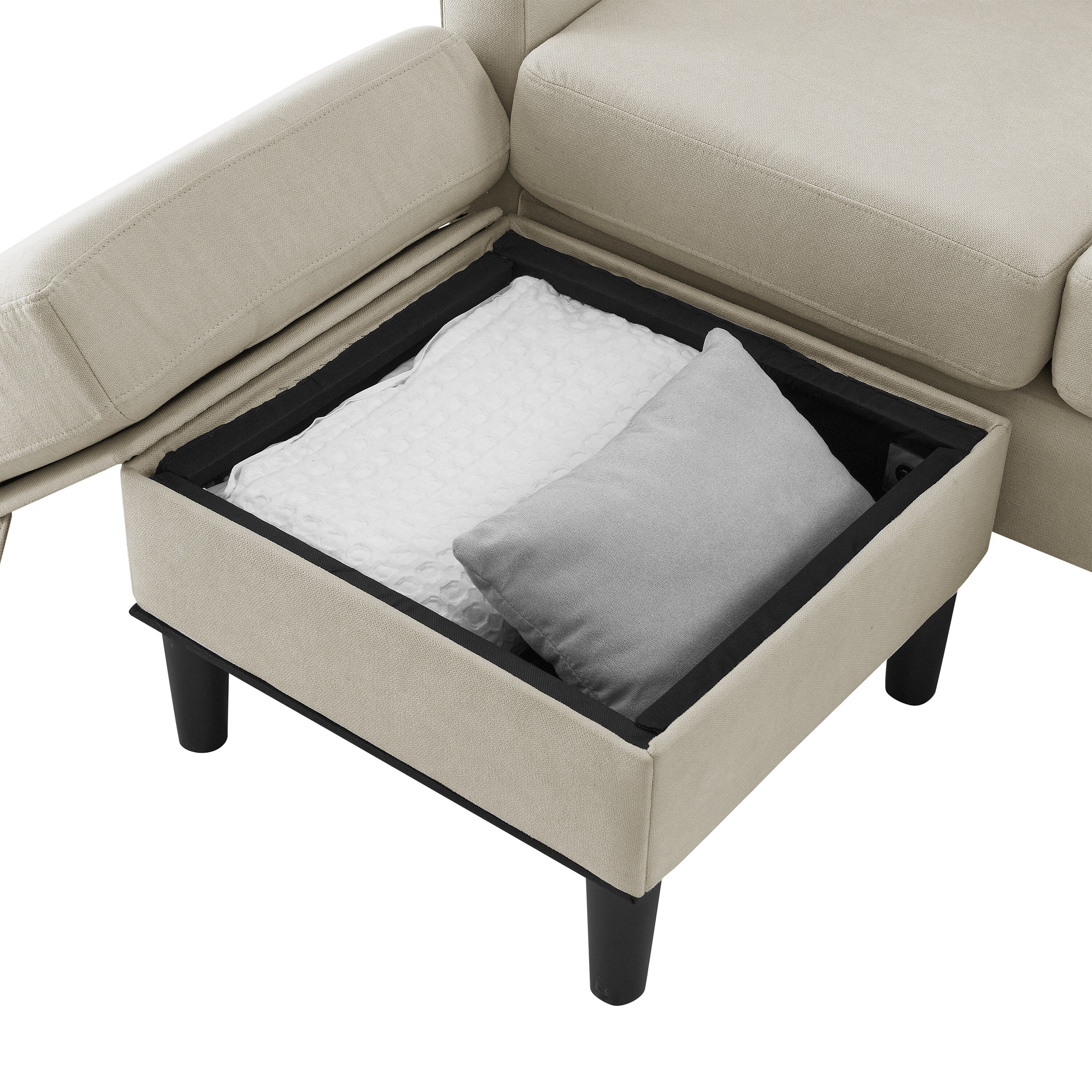 Upholstered Sectional Sofa Couch with Ottoman
