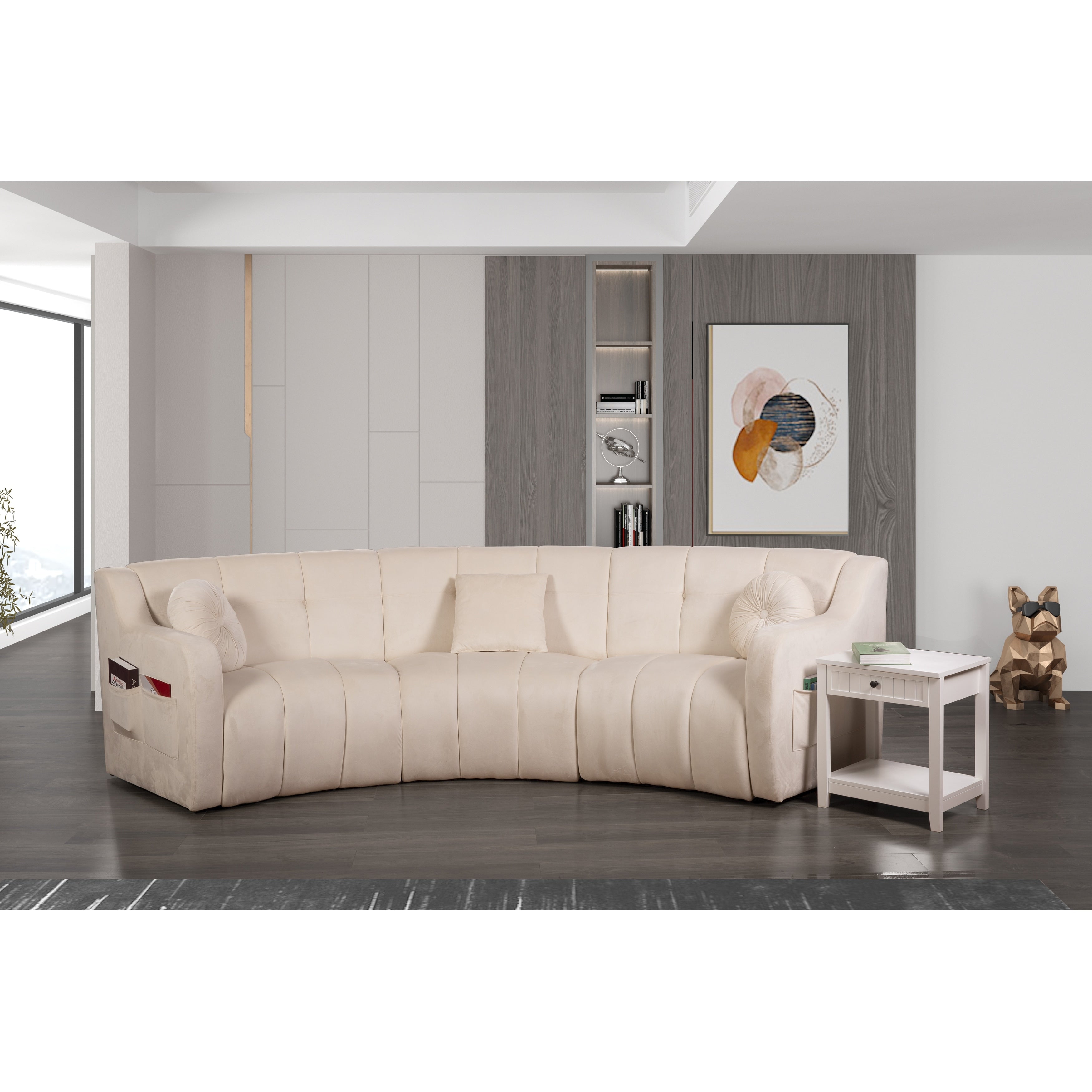 Velvet Legless Curved Symmetrical Modular Floor Sofa - 127