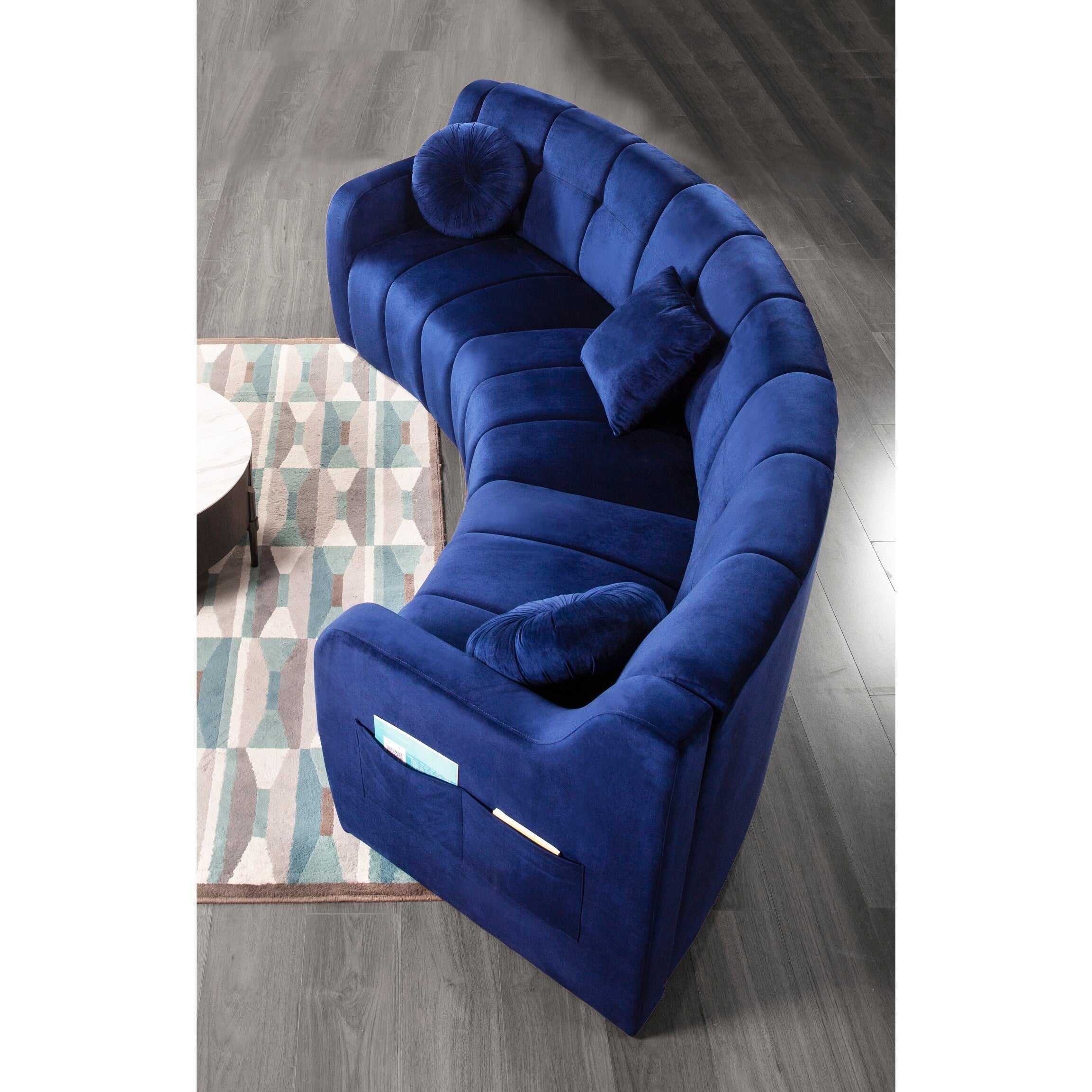 Velvet Legless Curved Symmetrical Modular Floor Sofa - 127