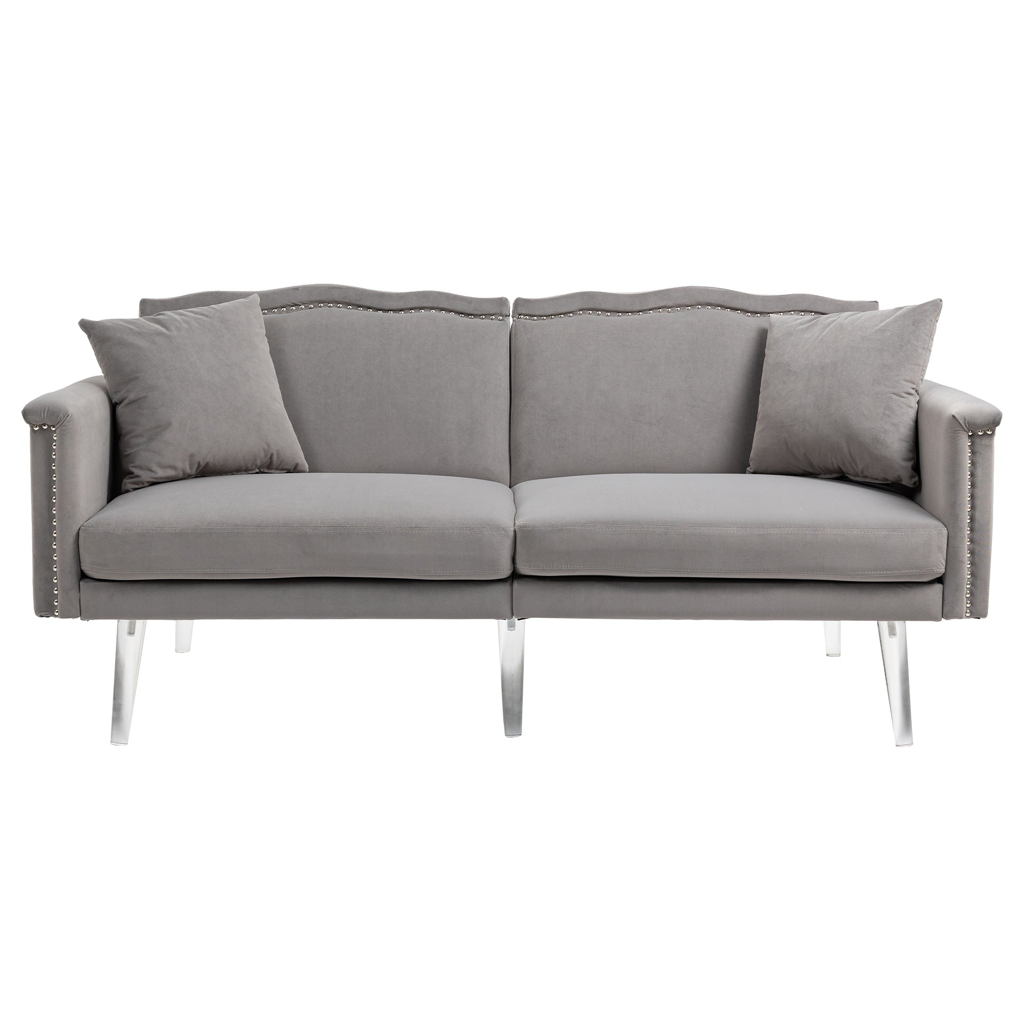 Velvet Upholstered Nailheads Loveseats Sleeper Sofa With Acrylic Feet