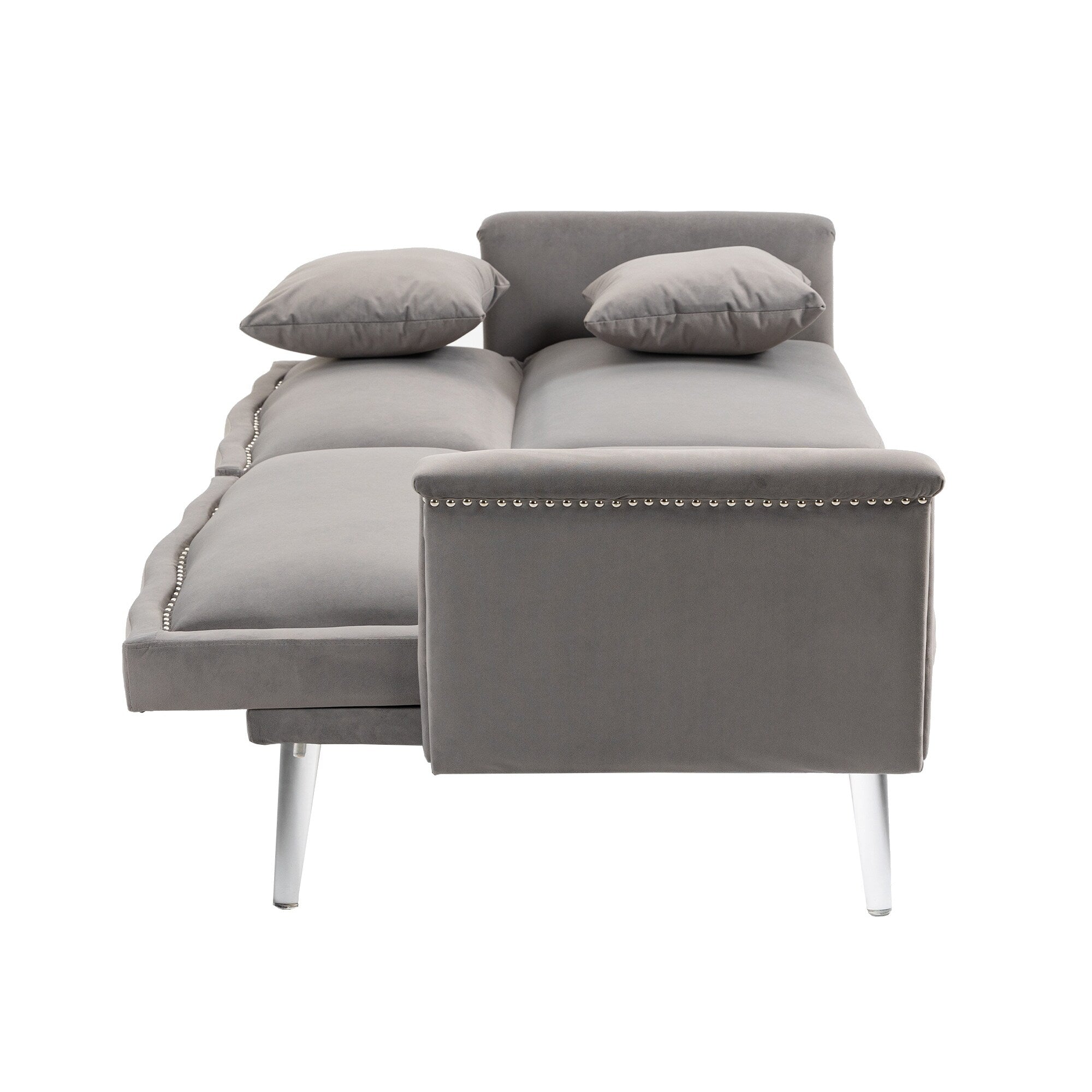 Velvet Upholstered Nailheads Loveseats Sleeper Sofa With Acrylic Feet