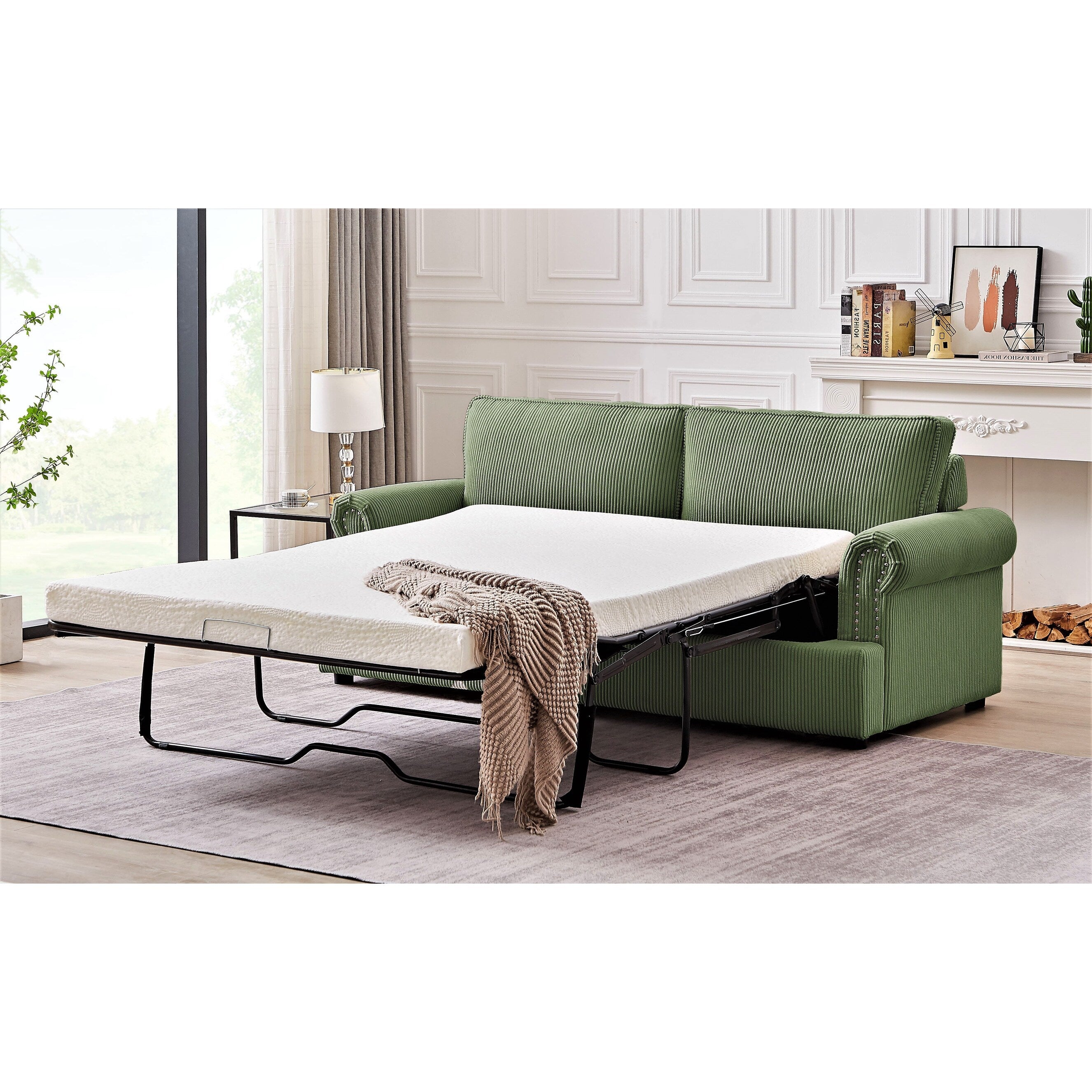 Viviana 76 inch Polyester Round Arm Sleeper Sofa
