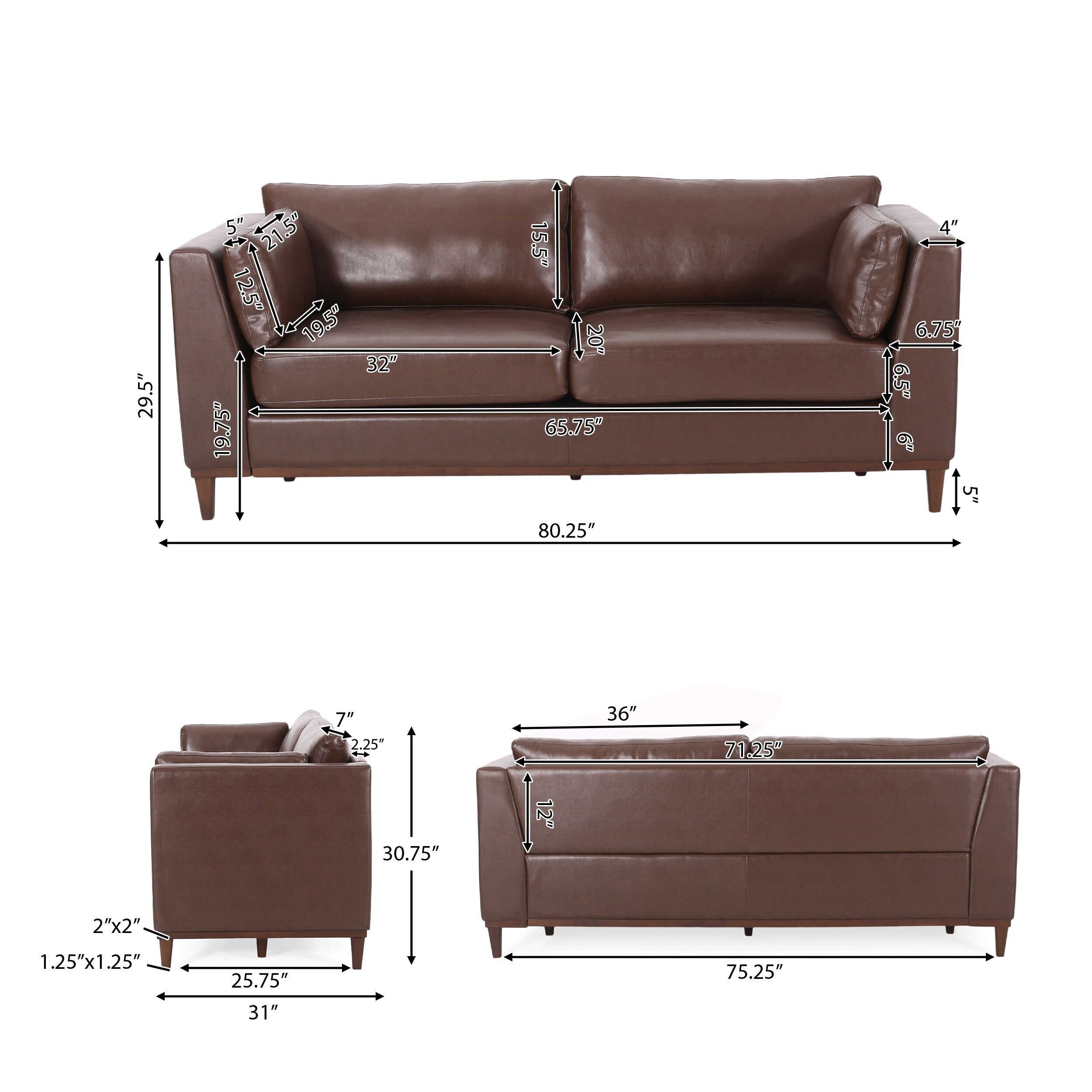 Warbler Faux Leather 3 Seater Sofa by Christopher Knight Home