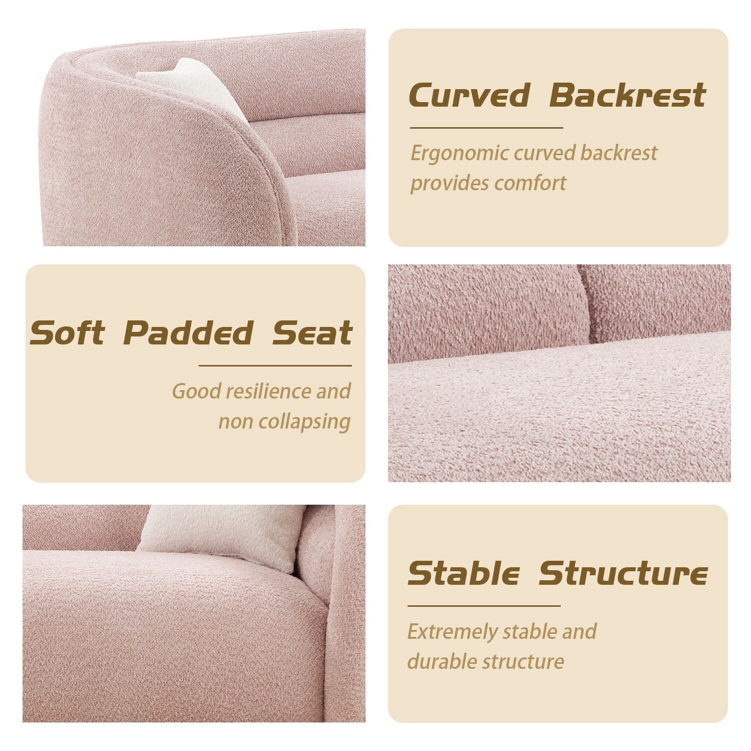 Modern Contemporary 91 Upholstered Curved Sofa With 2 Pillows for Living Room