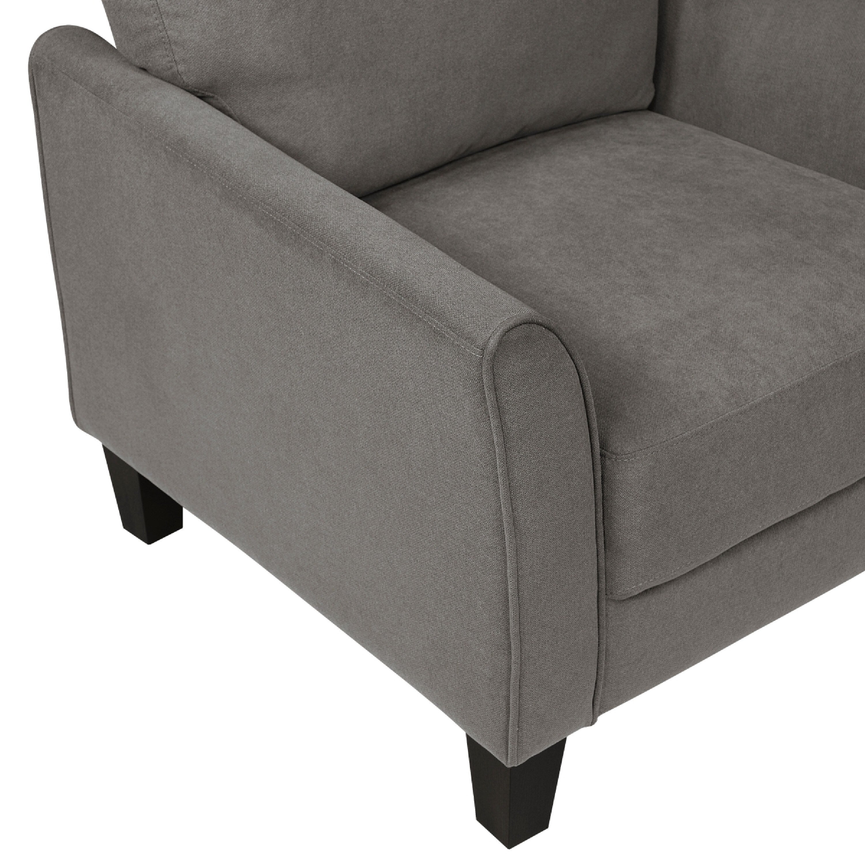 Xumo Sofa, Taupe Gray Fabric, 79 Inch, Black Tapered Wood Legs