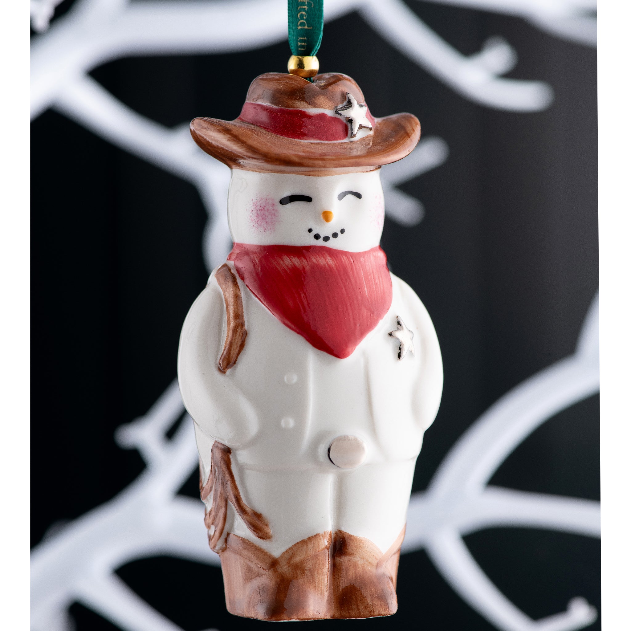 Belldine Classic Wild West Snowman Hanging Ornament