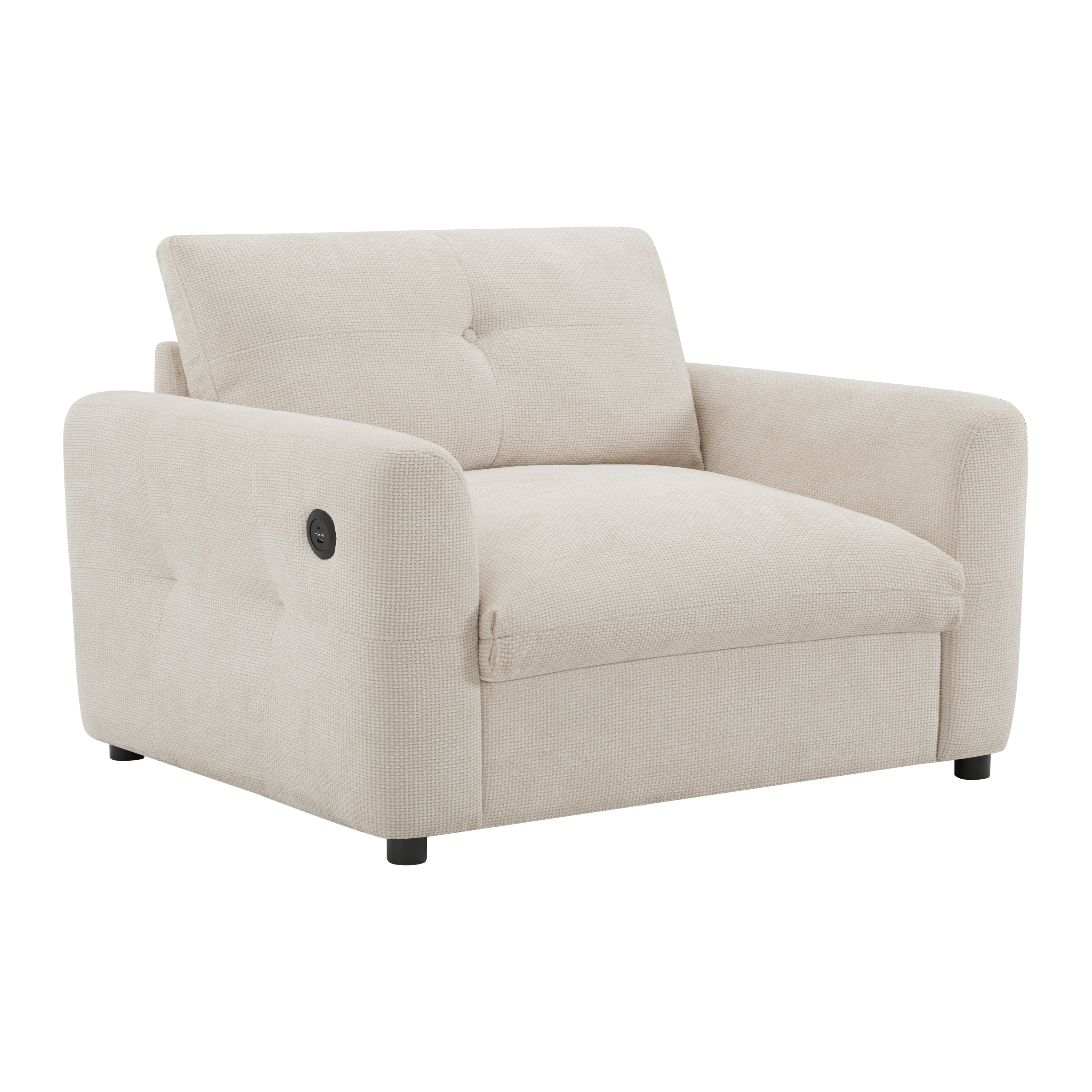 42â?Wide Seat Armchair with Dual-Port Charger and Tufted Pull-Line Design by Harper&Bright Designs