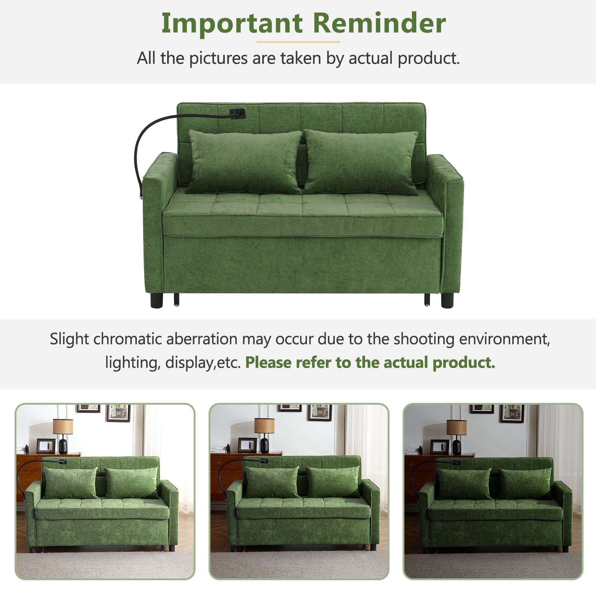 57 Convertible Sleeper Loveseat - Space-Saving Sofa Bed with USB Charging Hub, Reversible Backrest & Smart Storage Solutions