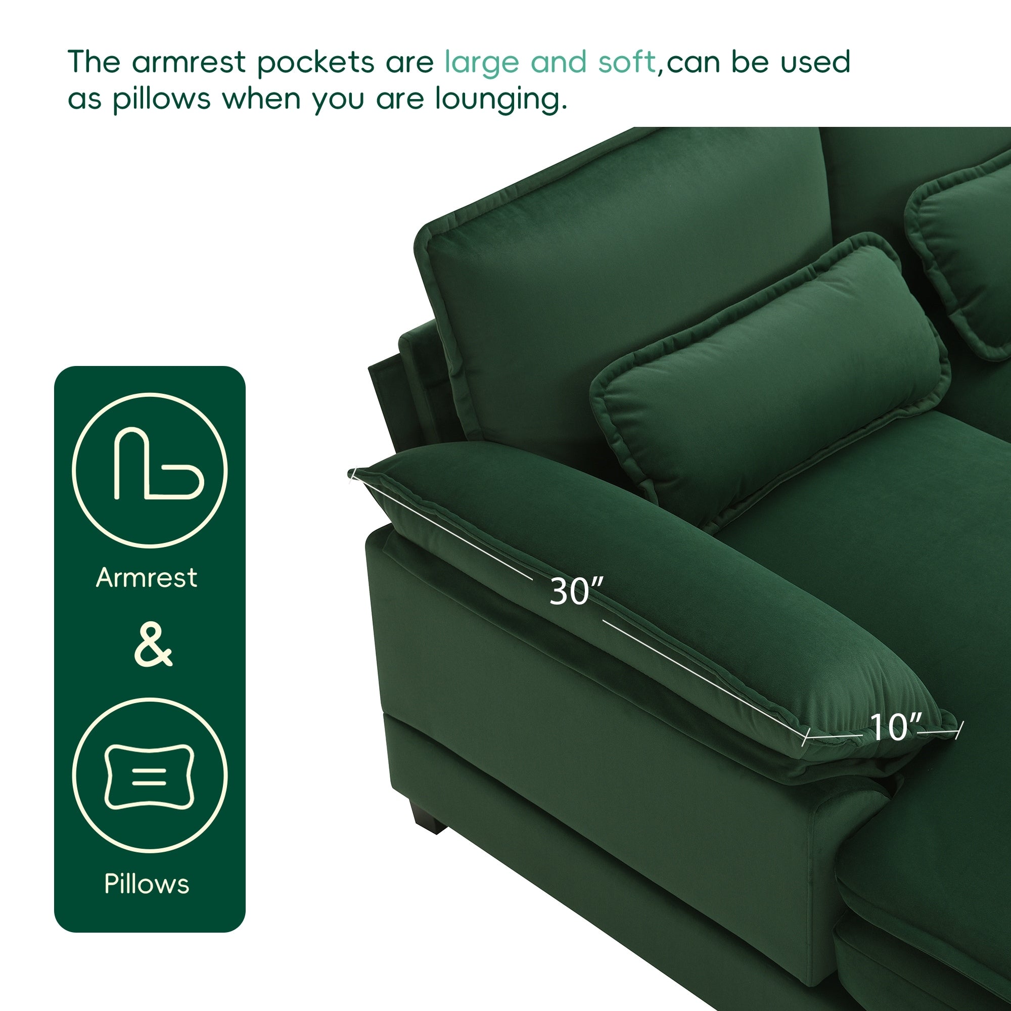 [VIDEO provided][New]109.8*55.9 Modern U-shaped Sectional Sofa with Waist Pillows,6-seat Upholstered Symmetrical Sofa Furniture