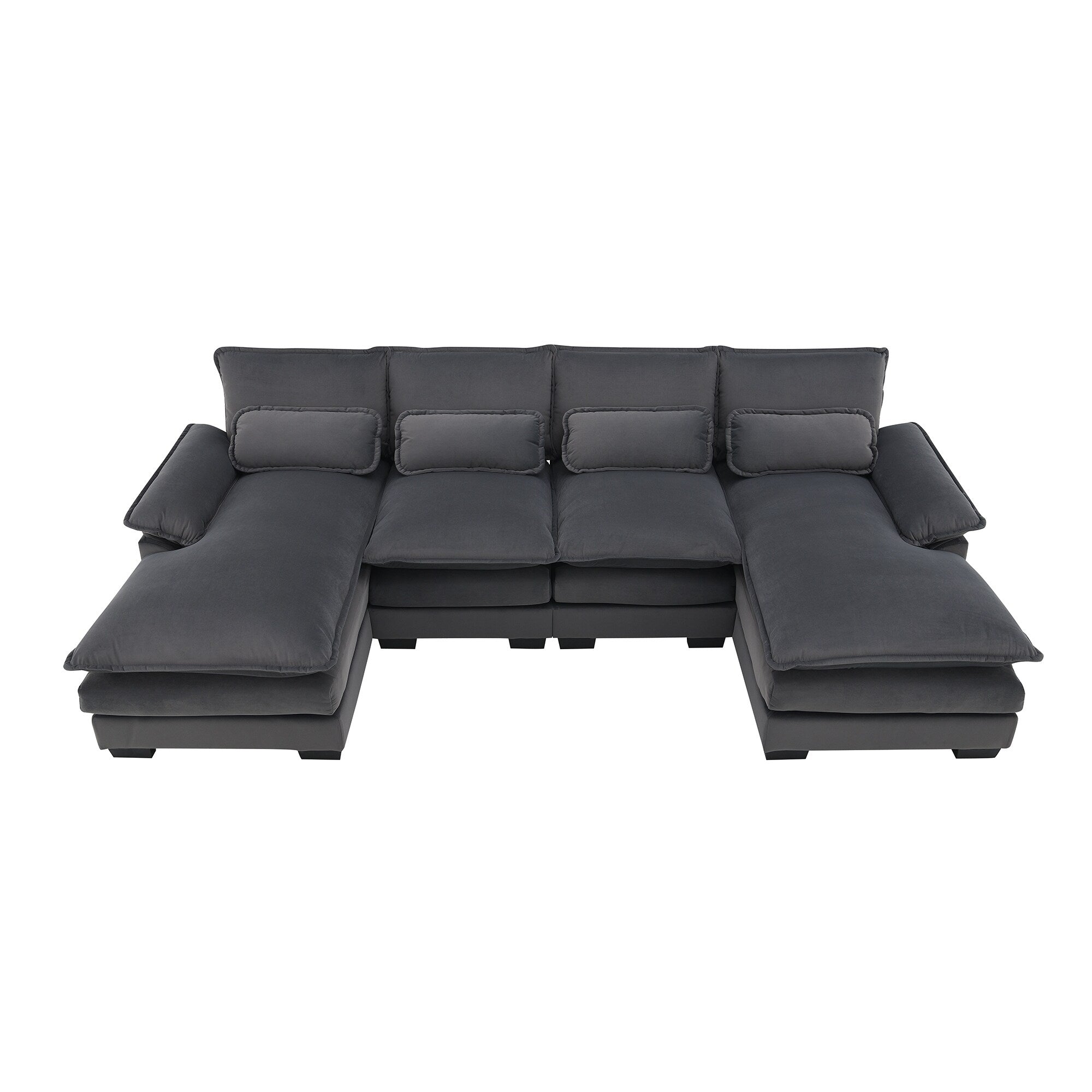 [VIDEO provided][New]109.8*55.9 Modern U-shaped Sectional Sofa with Waist Pillows,6-seat Upholstered Symmetrical Sofa Furniture
