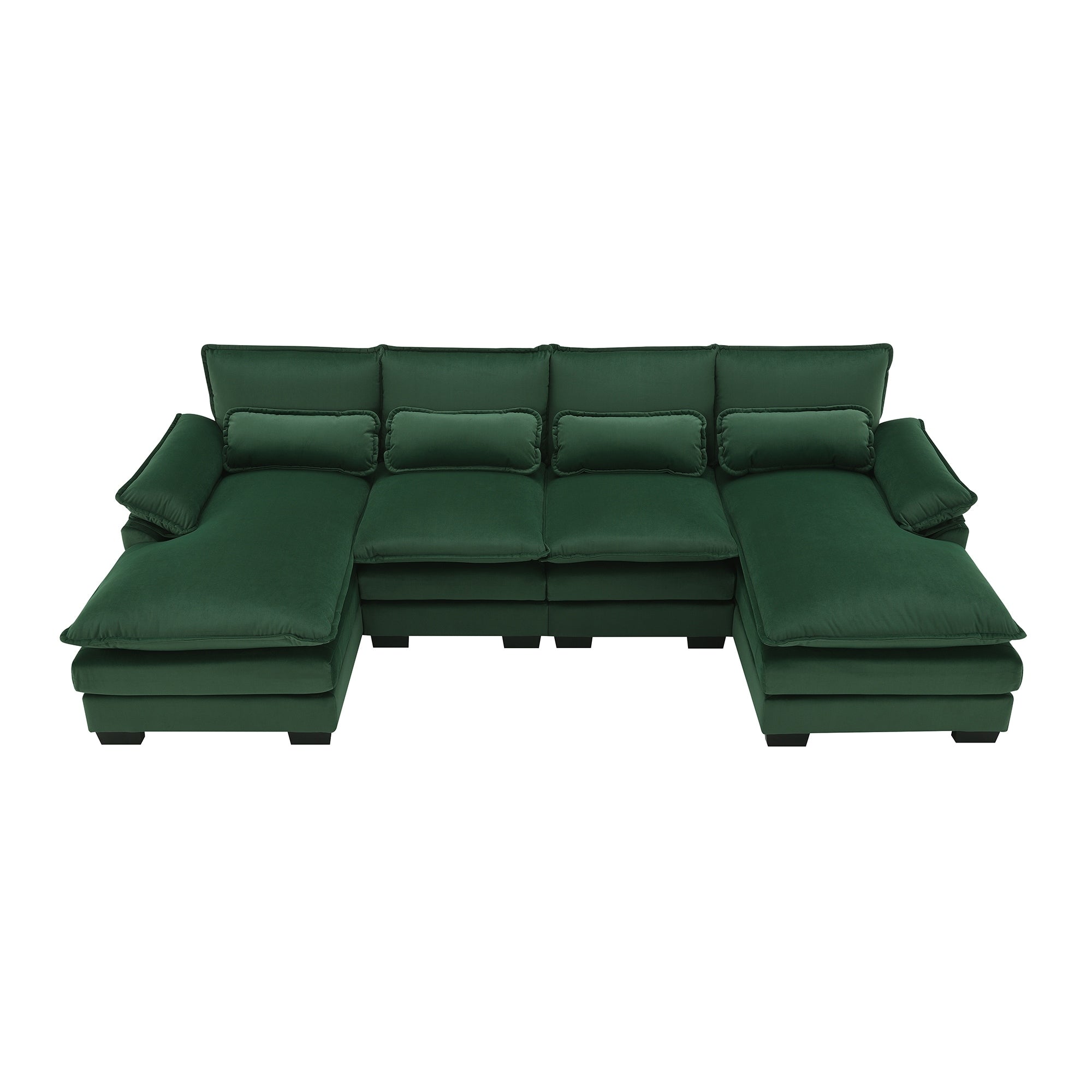[VIDEO provided][New]109.8*55.9 Modern U-shaped Sectional Sofa with Waist Pillows,6-seat Upholstered Symmetrical Sofa Furniture
