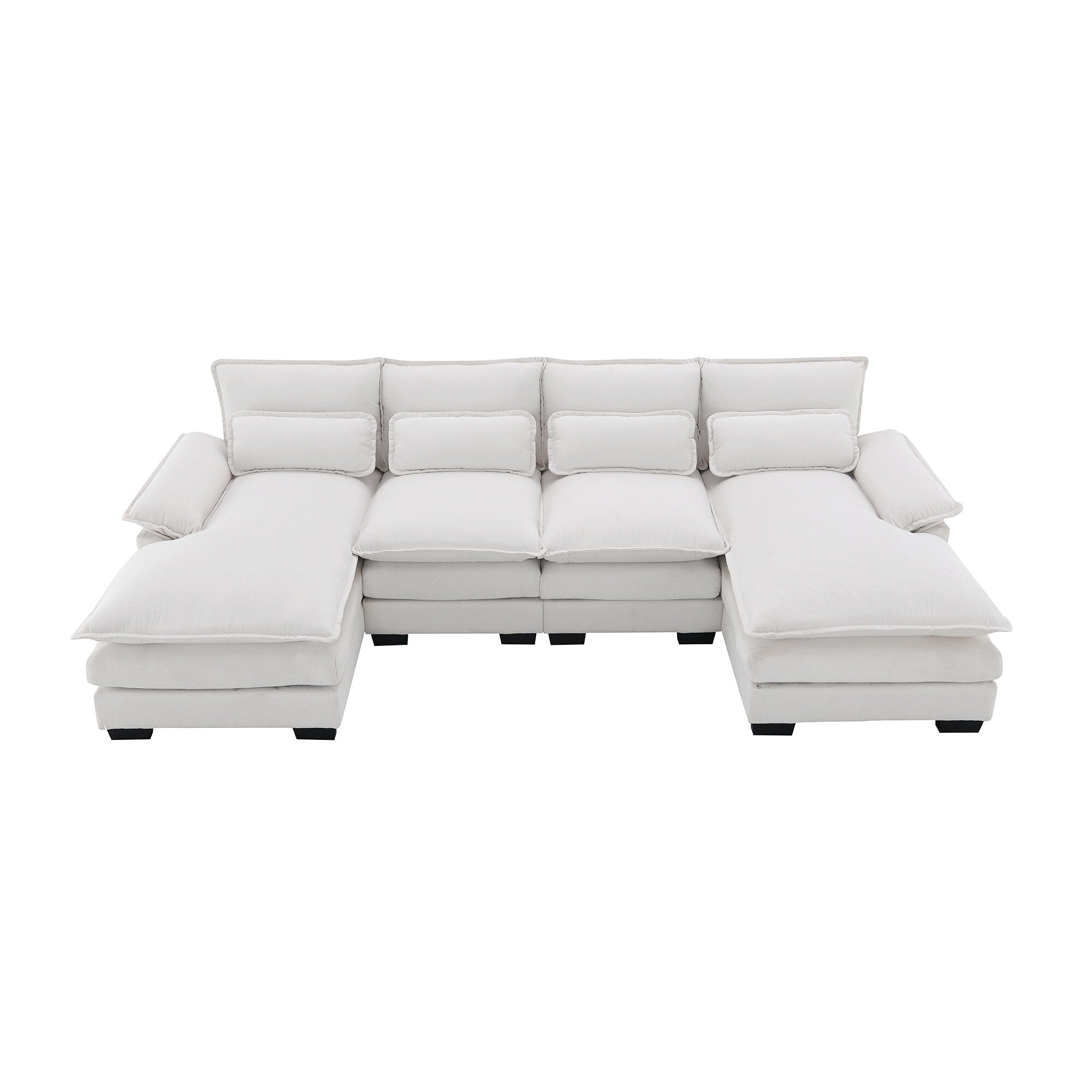 [VIDEO provided][New]109.8*55.9 Modern U-shaped Sectional Sofa with Waist Pillows,6-seat Upholstered Symmetrical Sofa Furniture