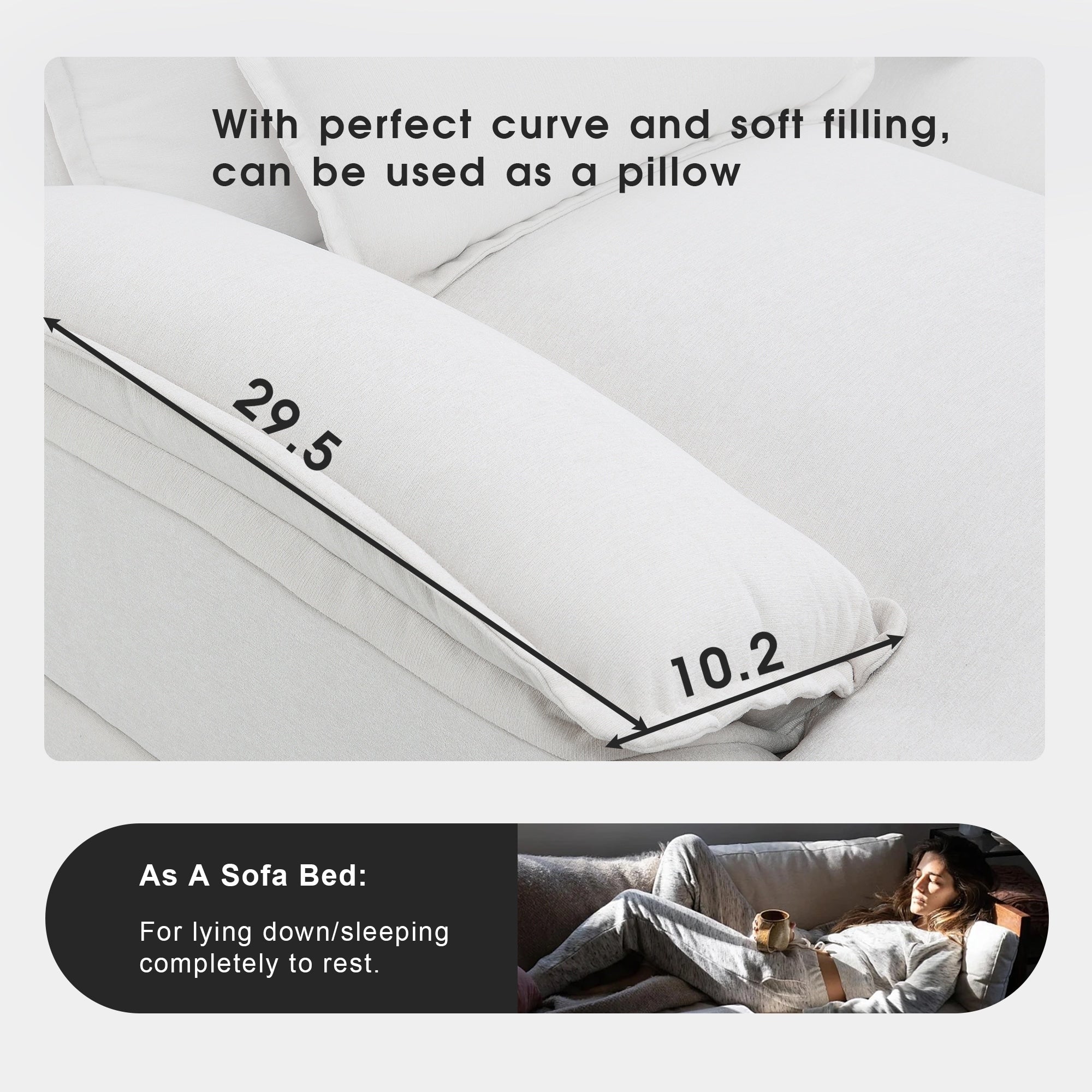 [VIDEO provided][New]109.8*55.9 Modern U-shaped Sectional Sofa with Waist Pillows,6-seat Upholstered Symmetrical Sofa Furniture