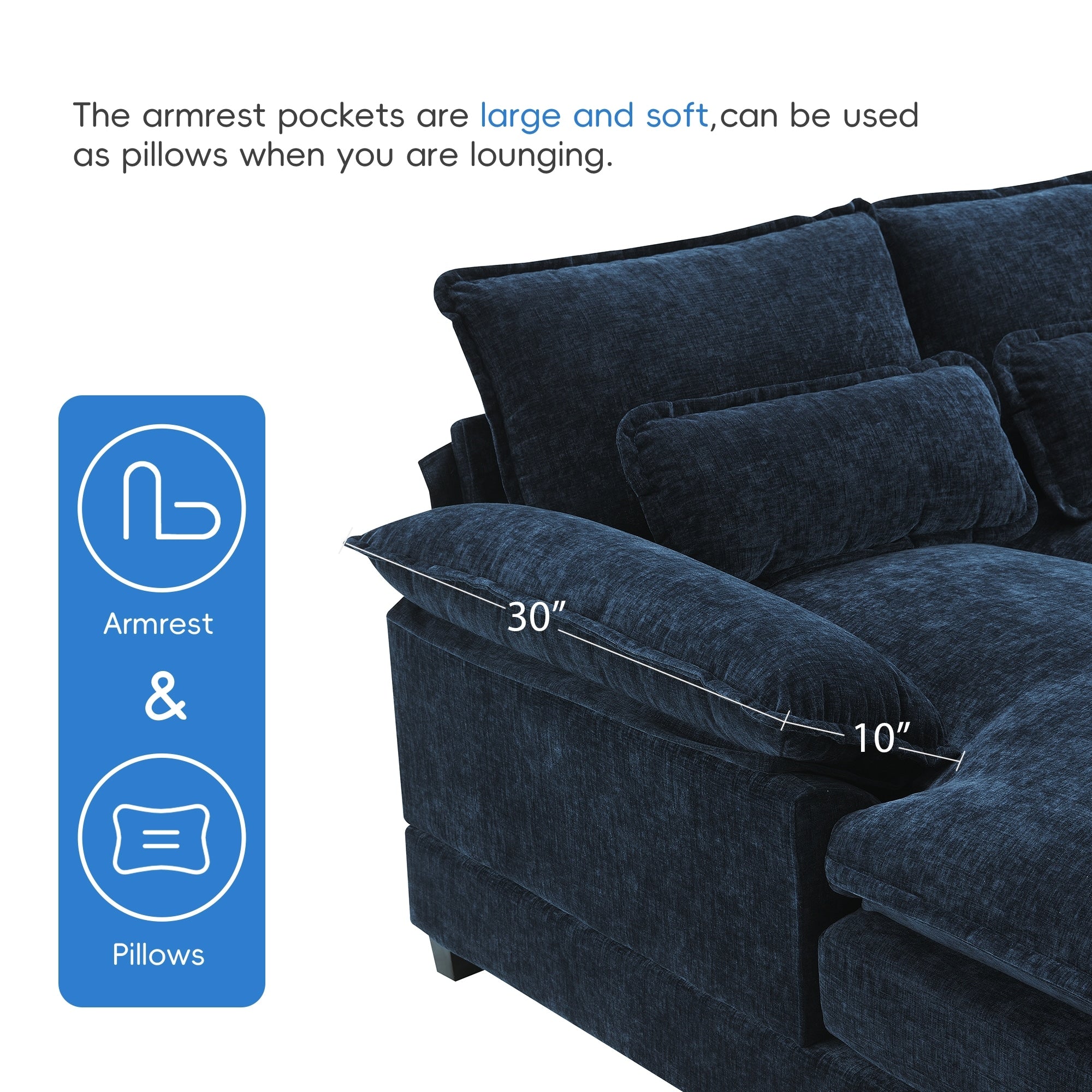 [VIDEO provided][New]109.8*55.9 Modern U-shaped Sectional Sofa with Waist Pillows,6-seat Upholstered Symmetrical Sofa Furniture