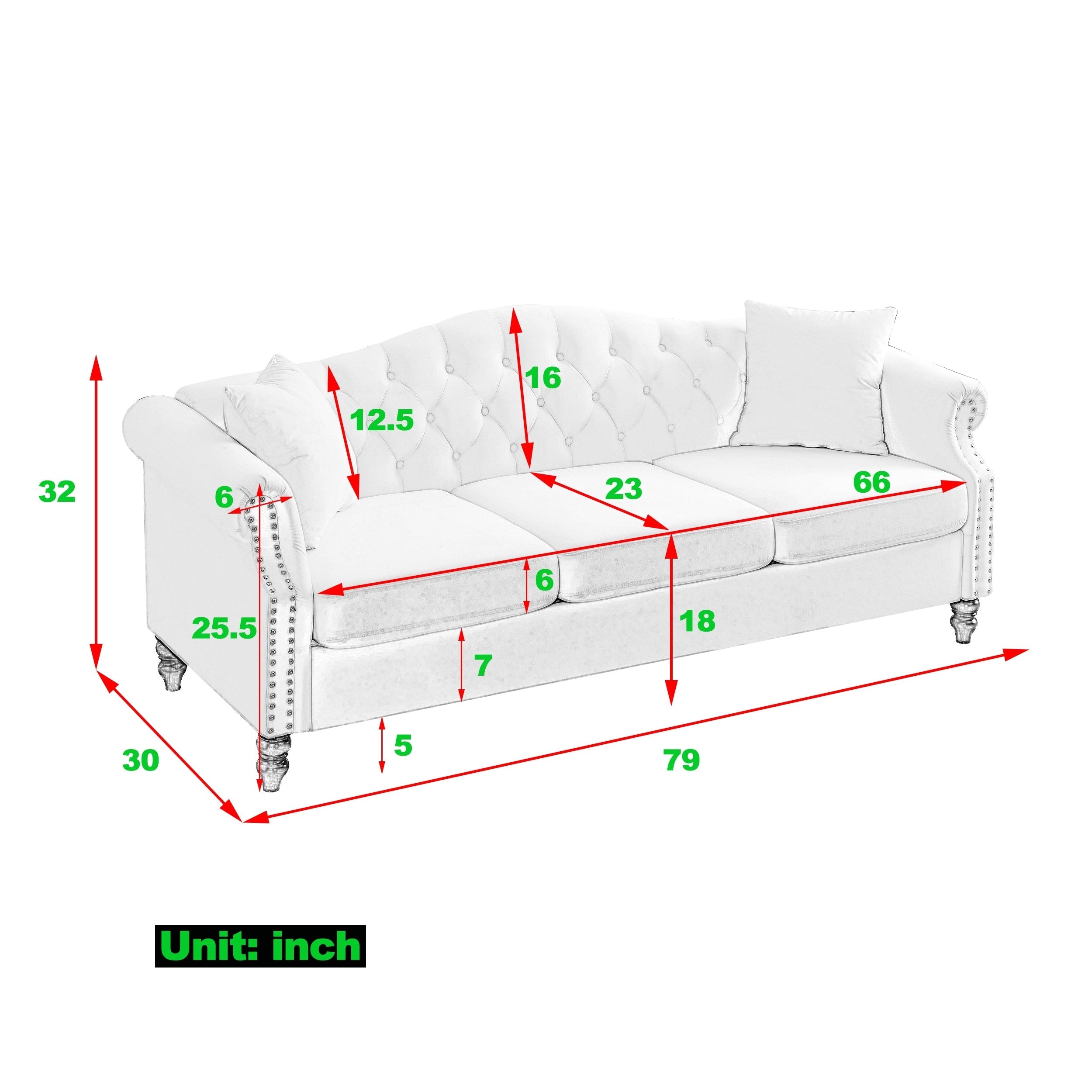 [Video] 79 Chesterfield Sofa Black Velvet for Living Room, 3 Seater Sofa Tufted Couch with Rolled Arms and Nailhead for Living