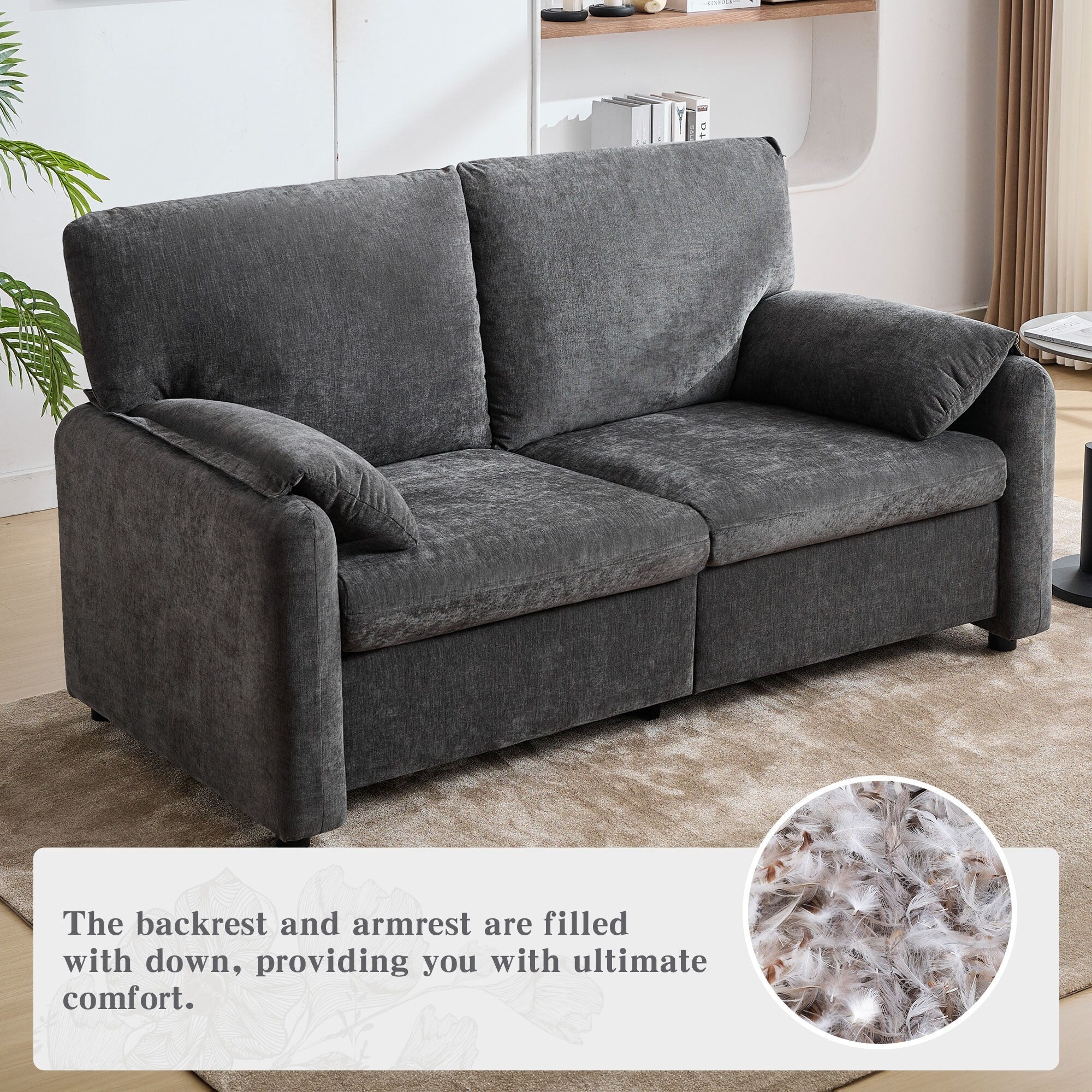 800LBS Down Filled Sofas, 60 inch Minimalist Sofa, with Multiple Colors in the Living Room and Bedroom