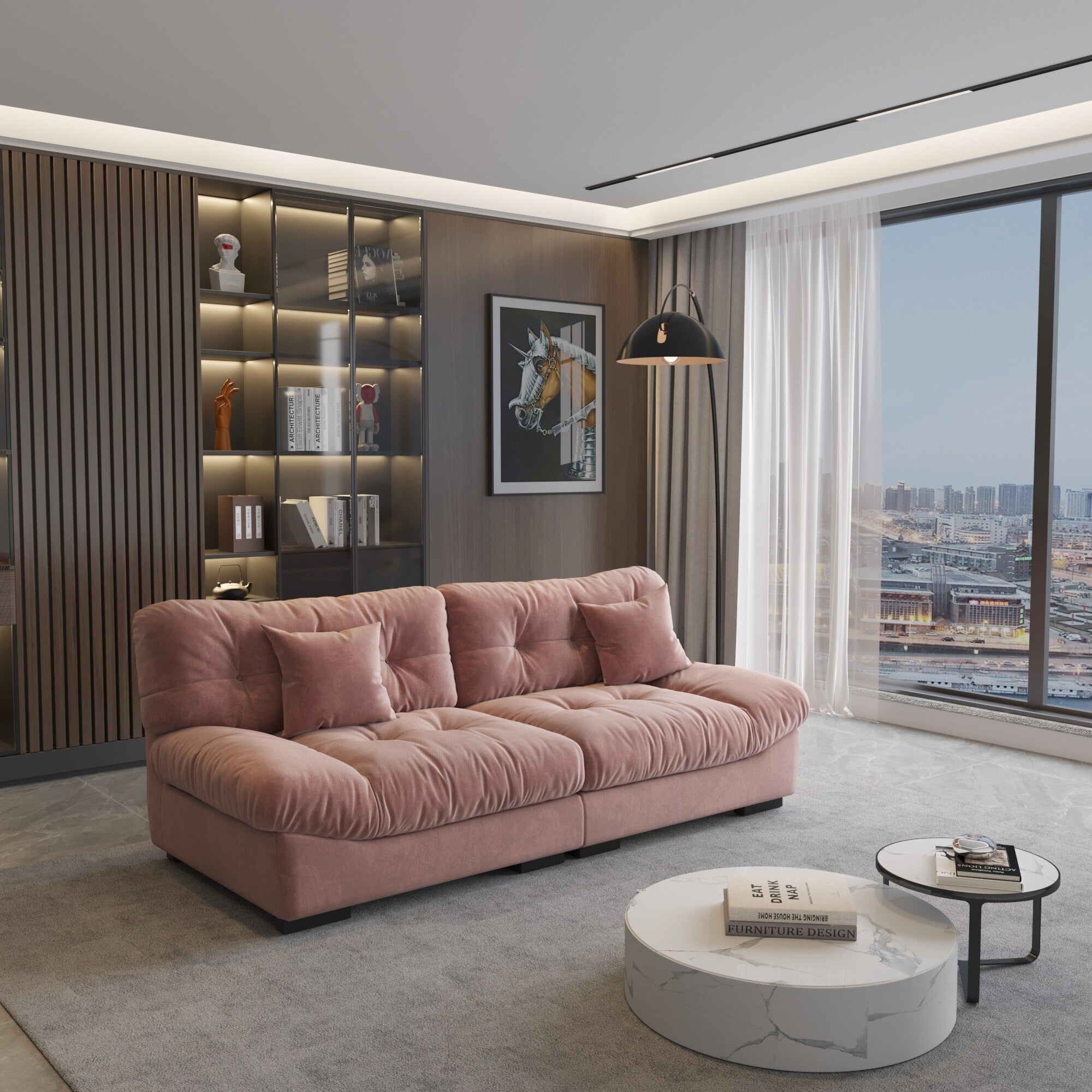 89 Fluffy Cloud Couches Sectional, Modern Minimalist Sofas With Two Pillows