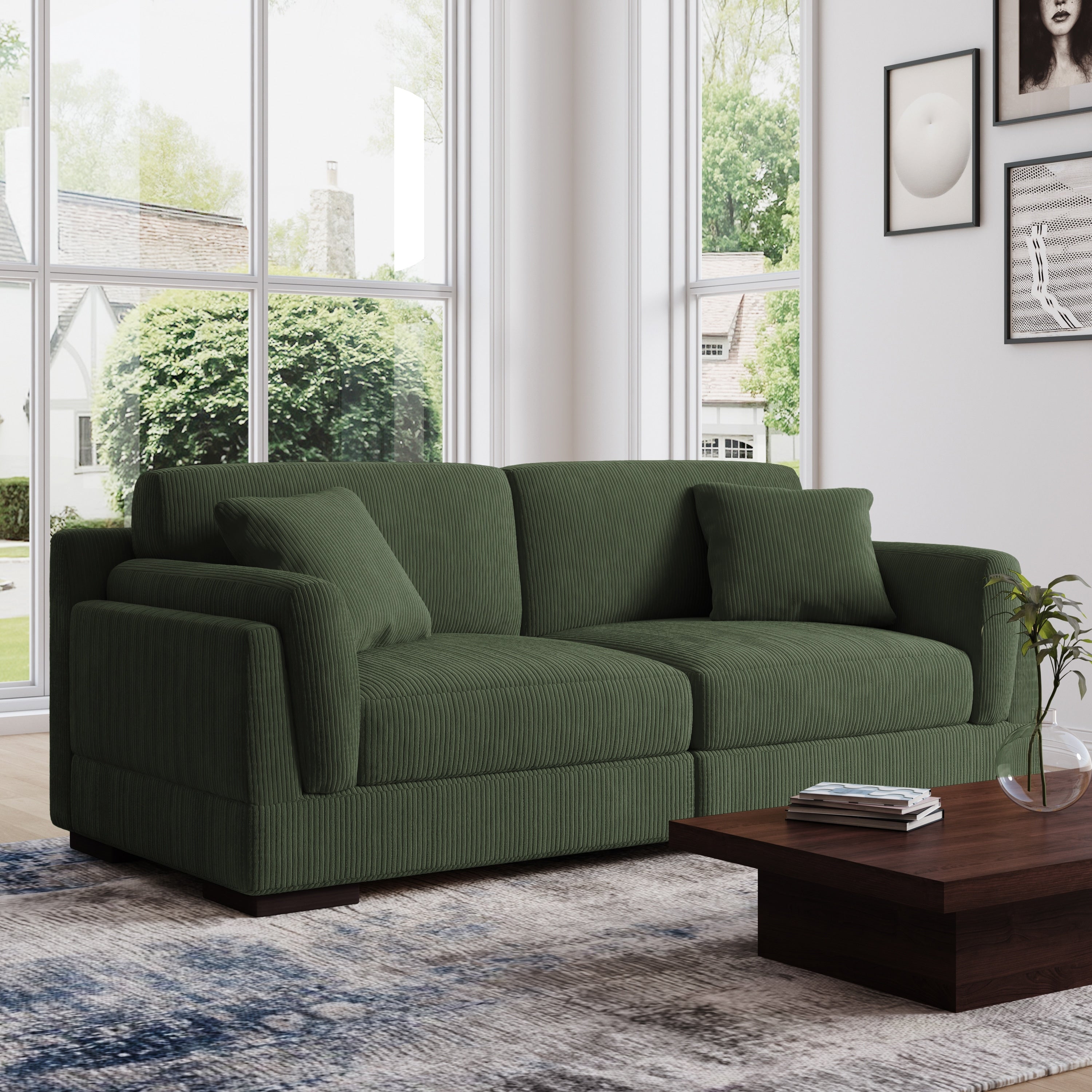 90 Loveseat Sofa Modern and Cozy Corduroy Couch