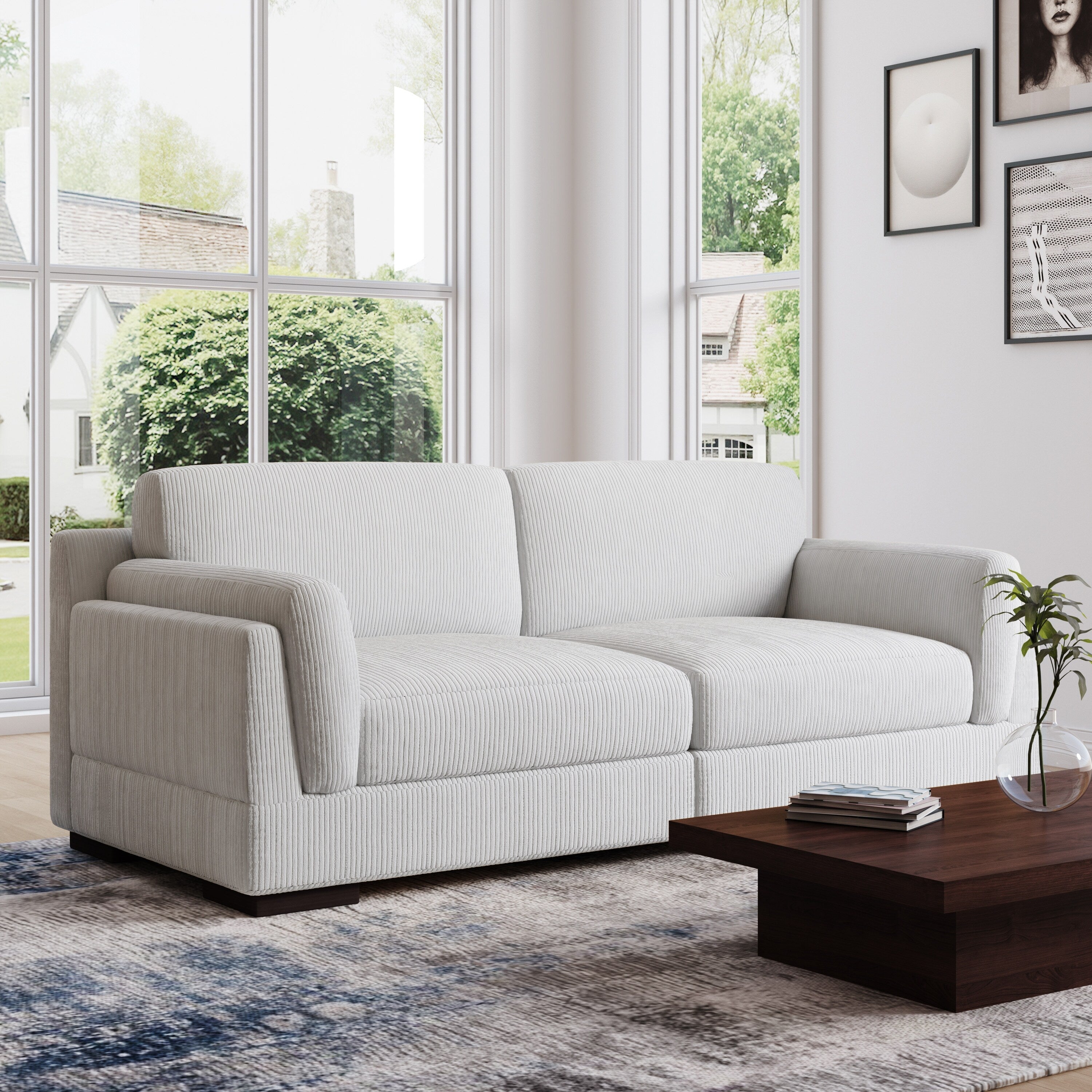 90 Loveseat Sofa Modern and Cozy Corduroy Couch