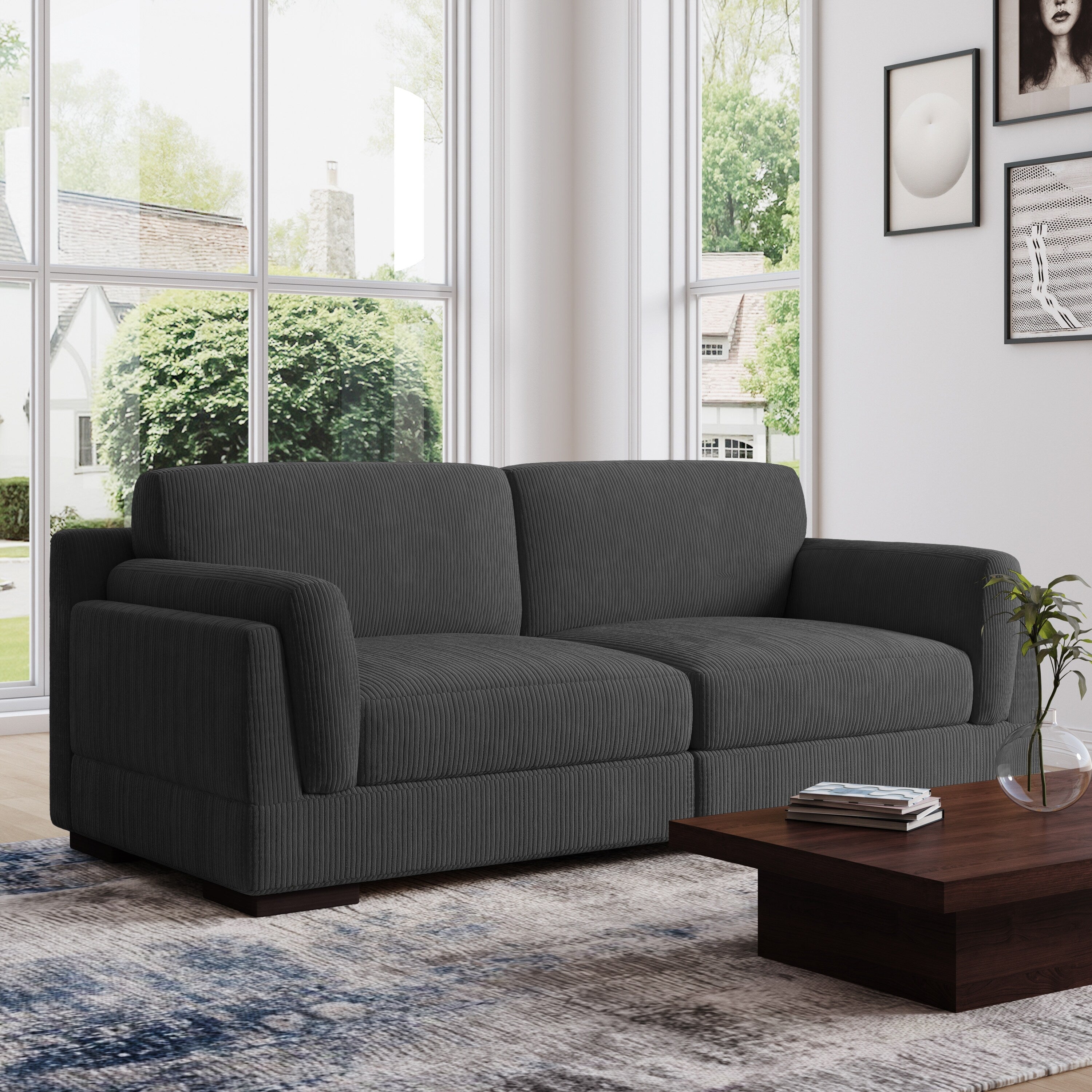 90 Loveseat Sofa Modern and Cozy Corduroy Couch