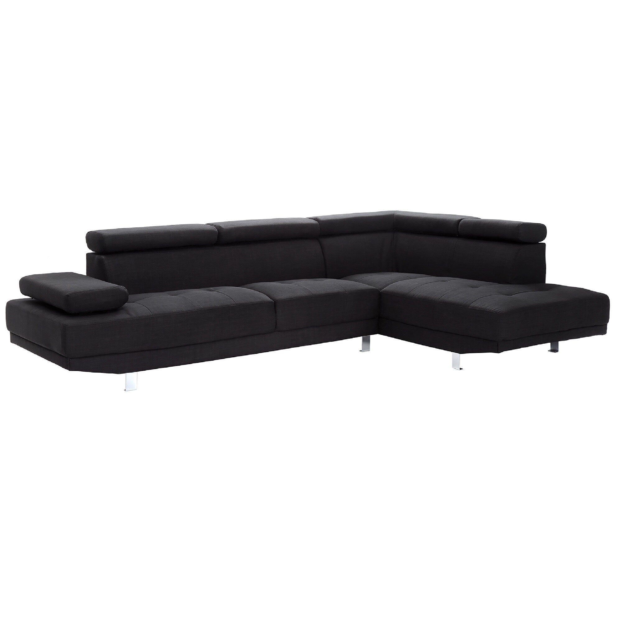 Adjustable Twill L Shape Sectional Sofa - 109 - Black
