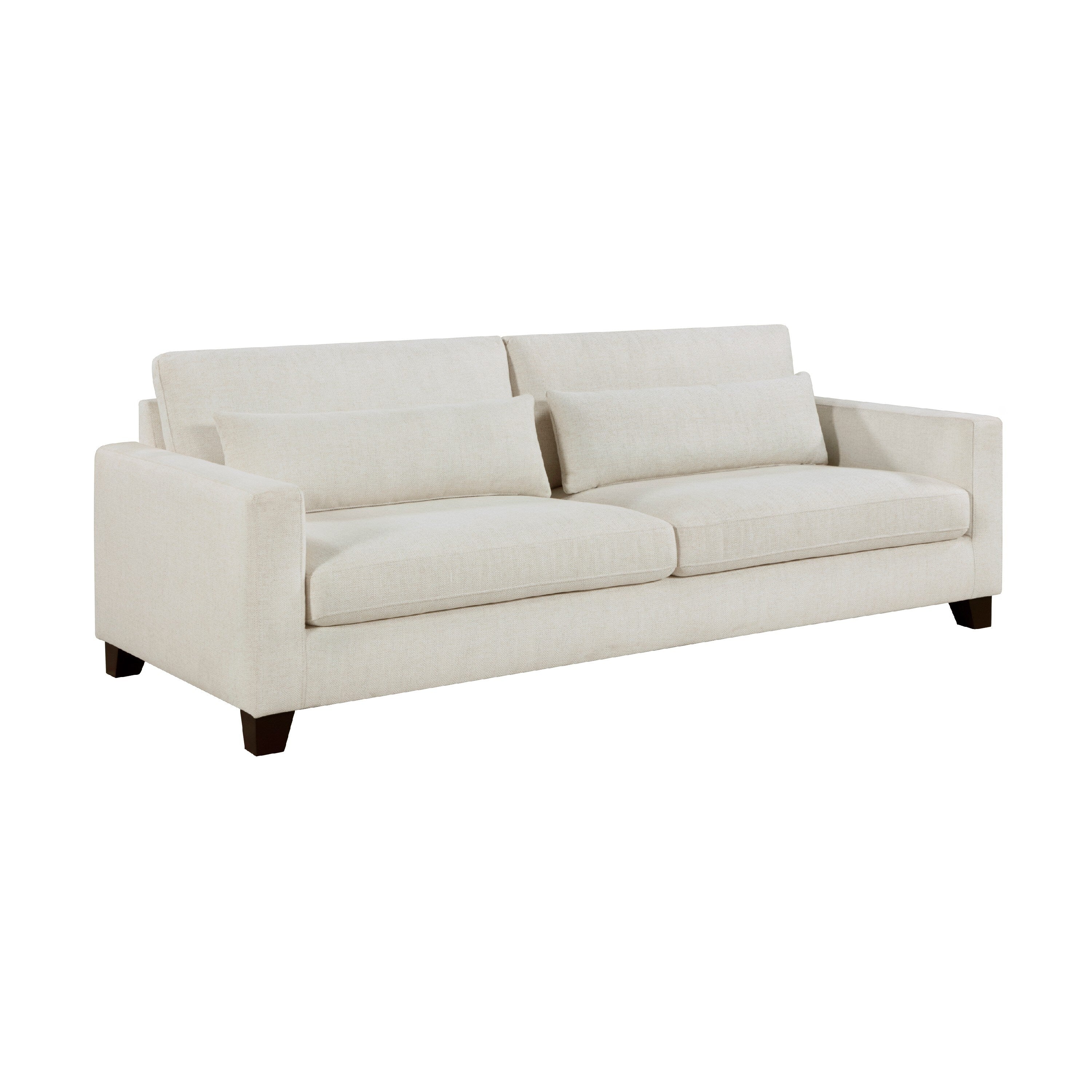 Bior Sofa, 2 Lumbar Pillows, Ivory Fabric, 89 Inch, Modern Design