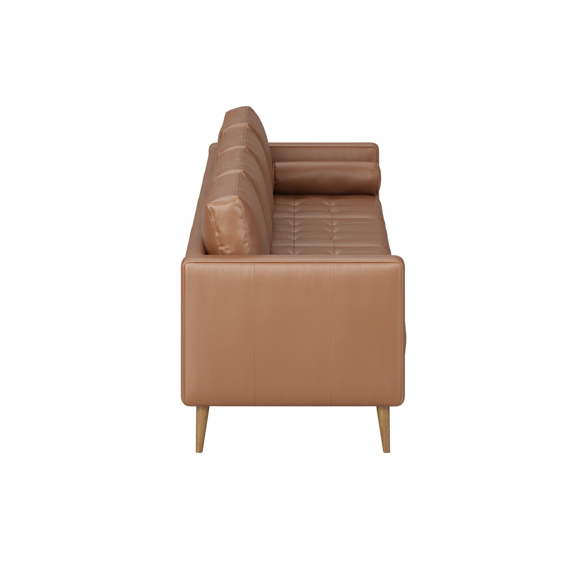 Breeze Mid Century Modern Sofa, Leather Couch with Tufted Cushion and Solid Wood Frame