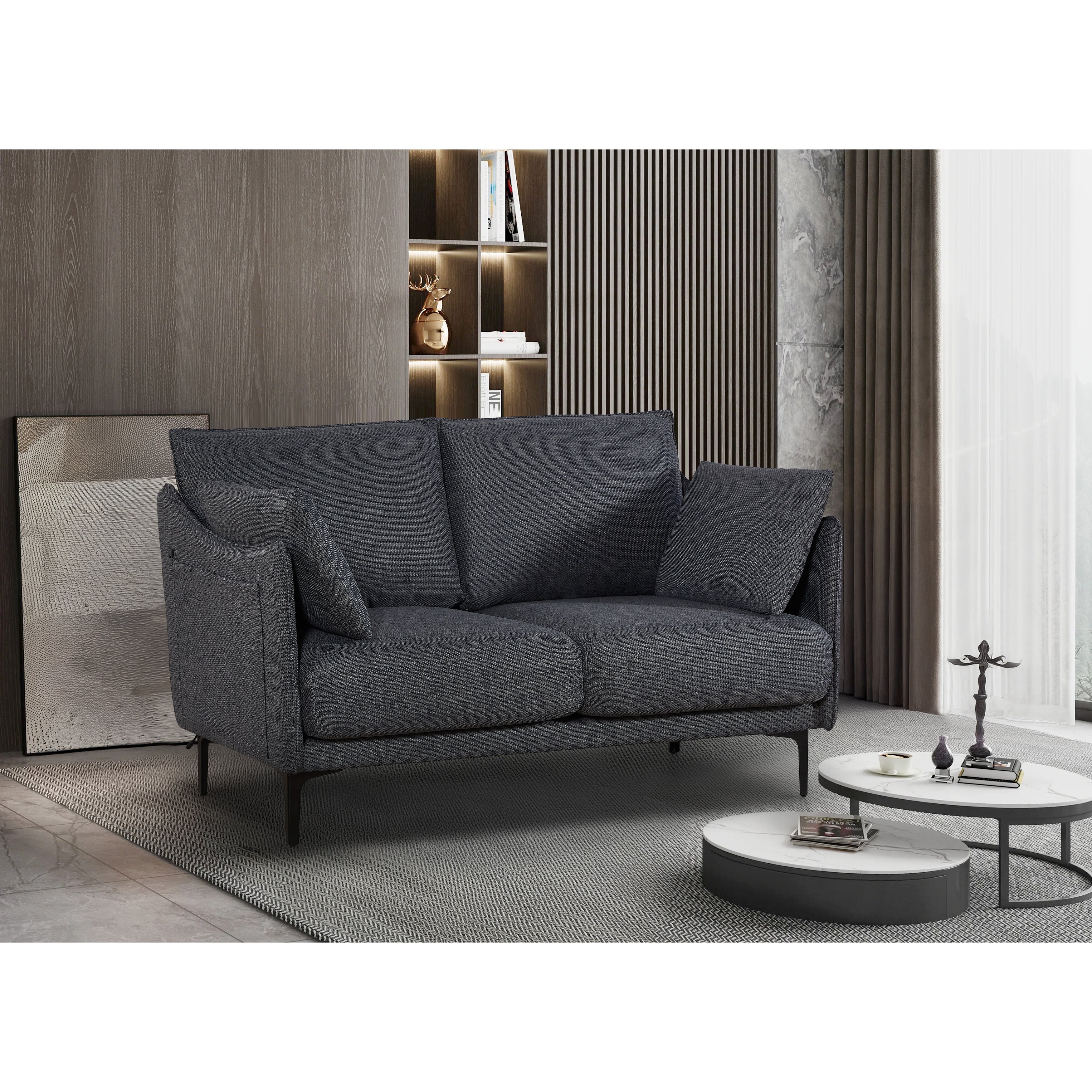 Christopher Knight Home - 2-Seater Sofa with Metal Legs & Pillows