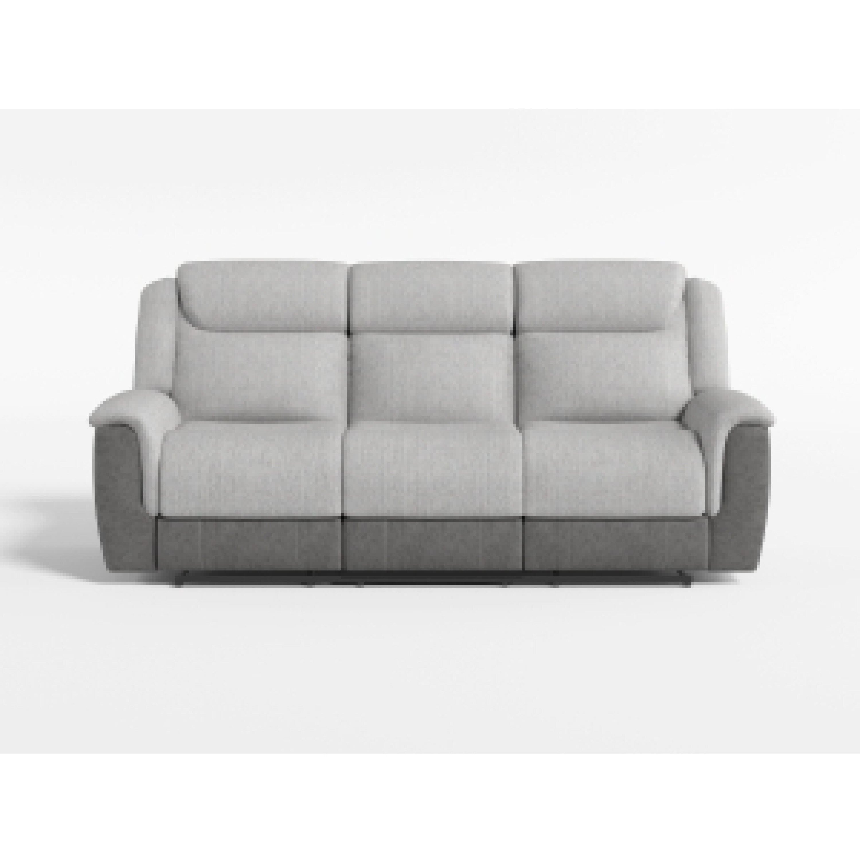 Feo Manual Reclining Sofa w Console, White Gray Microfiber 86 Inch