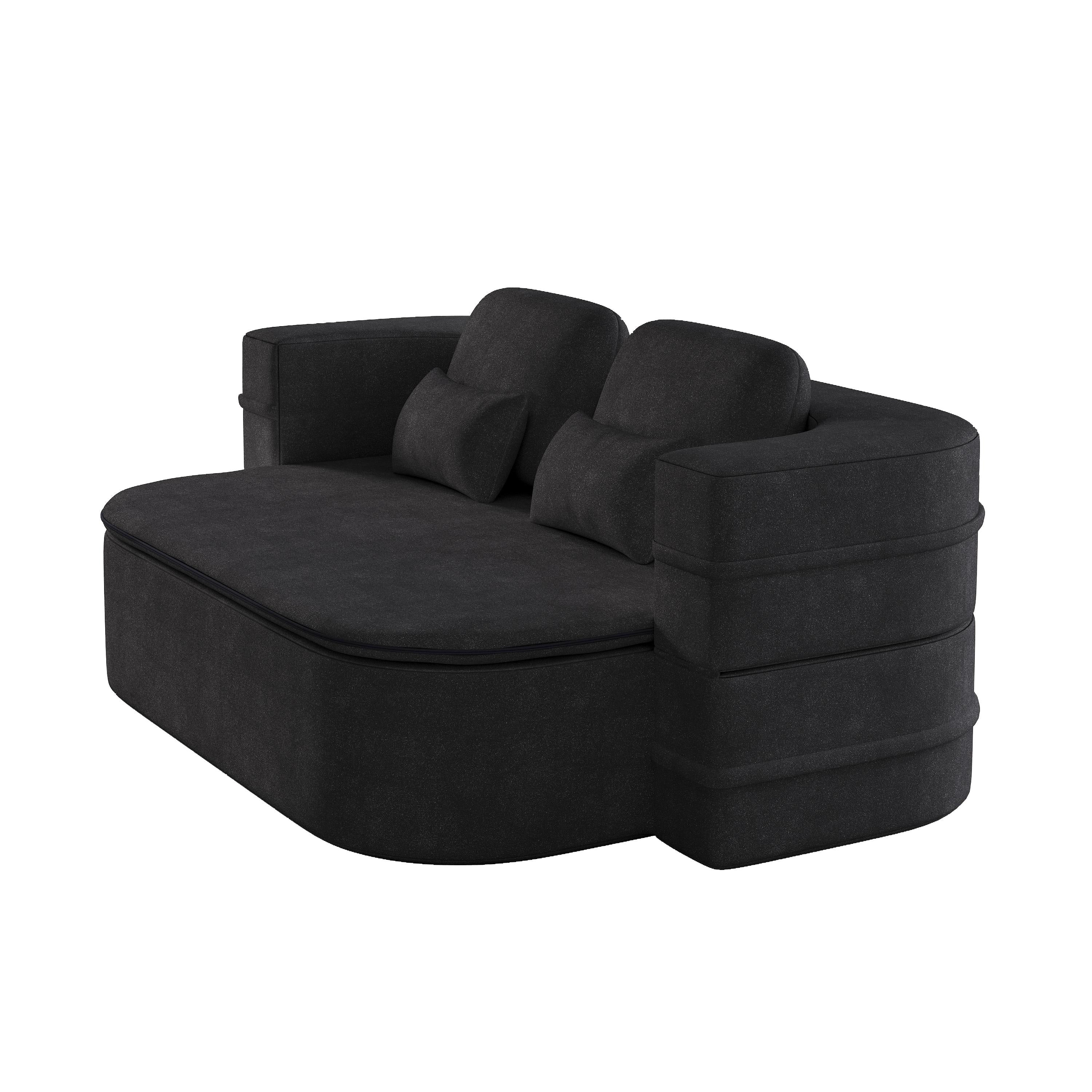 GDFStudio - Willoughby Chenille Foldable Sleeper Sofa Bed with Multi Functional Blanket