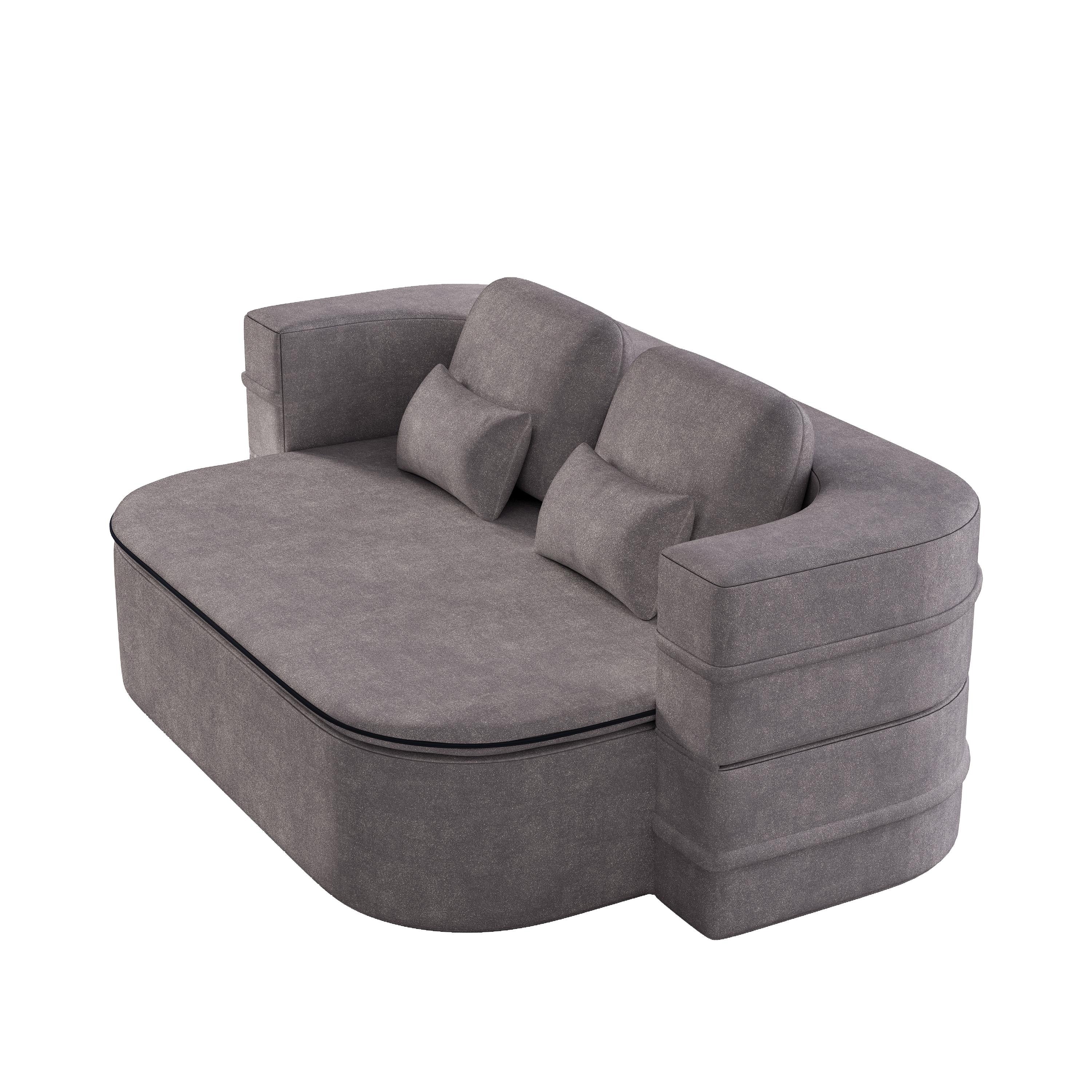 GDFStudio - Willoughby Chenille Foldable Sleeper Sofa Bed with Multi Functional Blanket