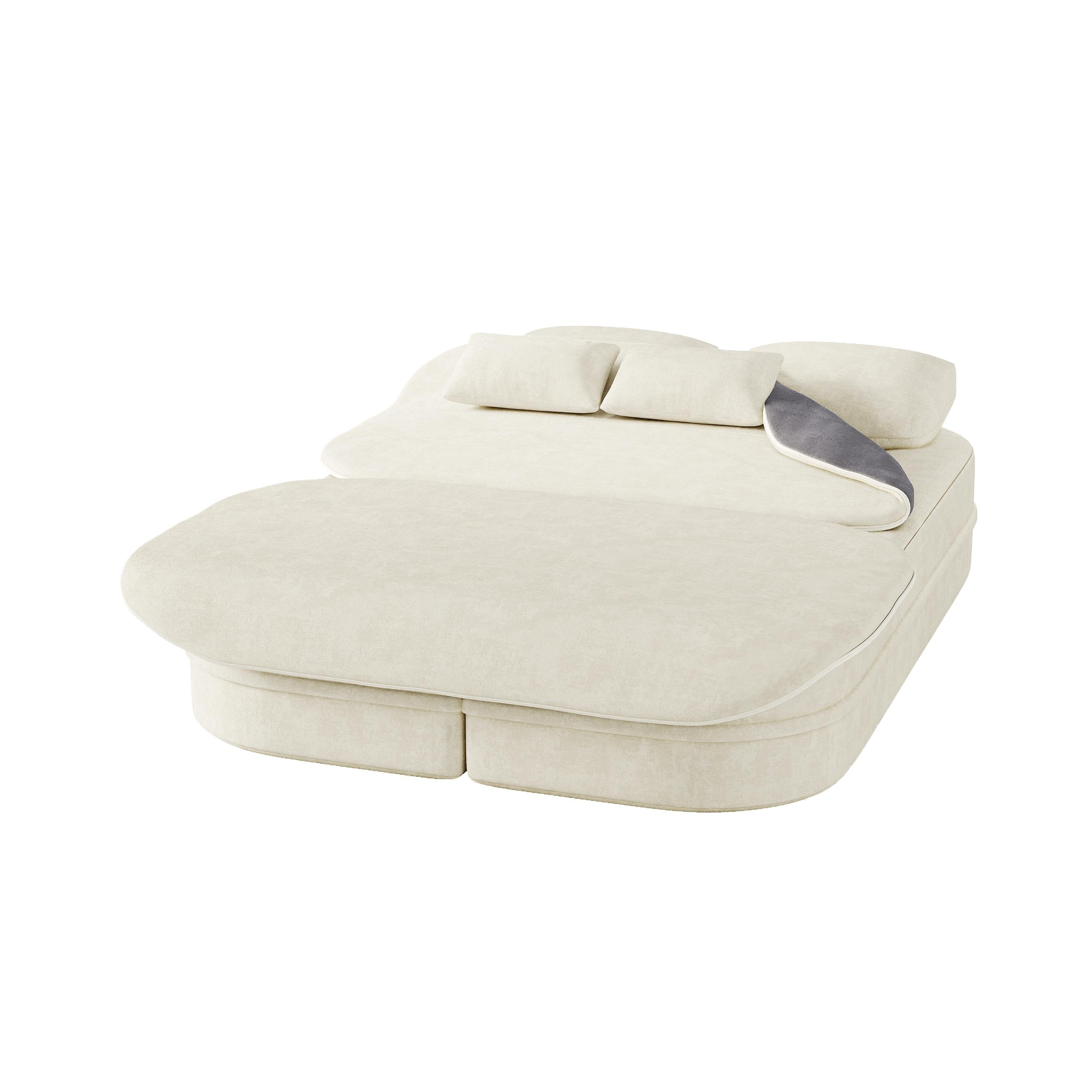 GDFStudio - Willoughby Chenille Foldable Sleeper Sofa Bed with Multi Functional Blanket