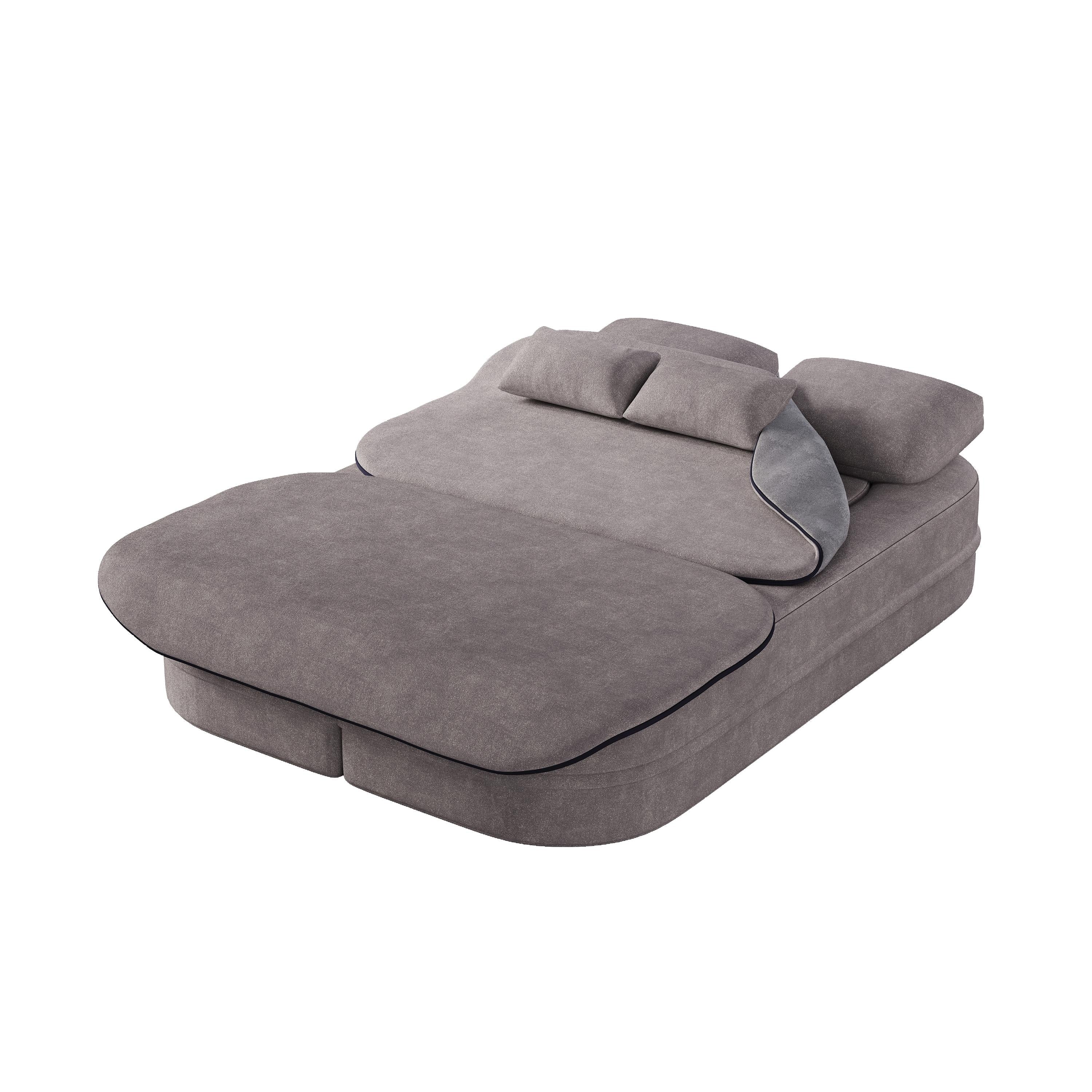 GDFStudio - Willoughby Chenille Foldable Sleeper Sofa Bed with Multi Functional Blanket