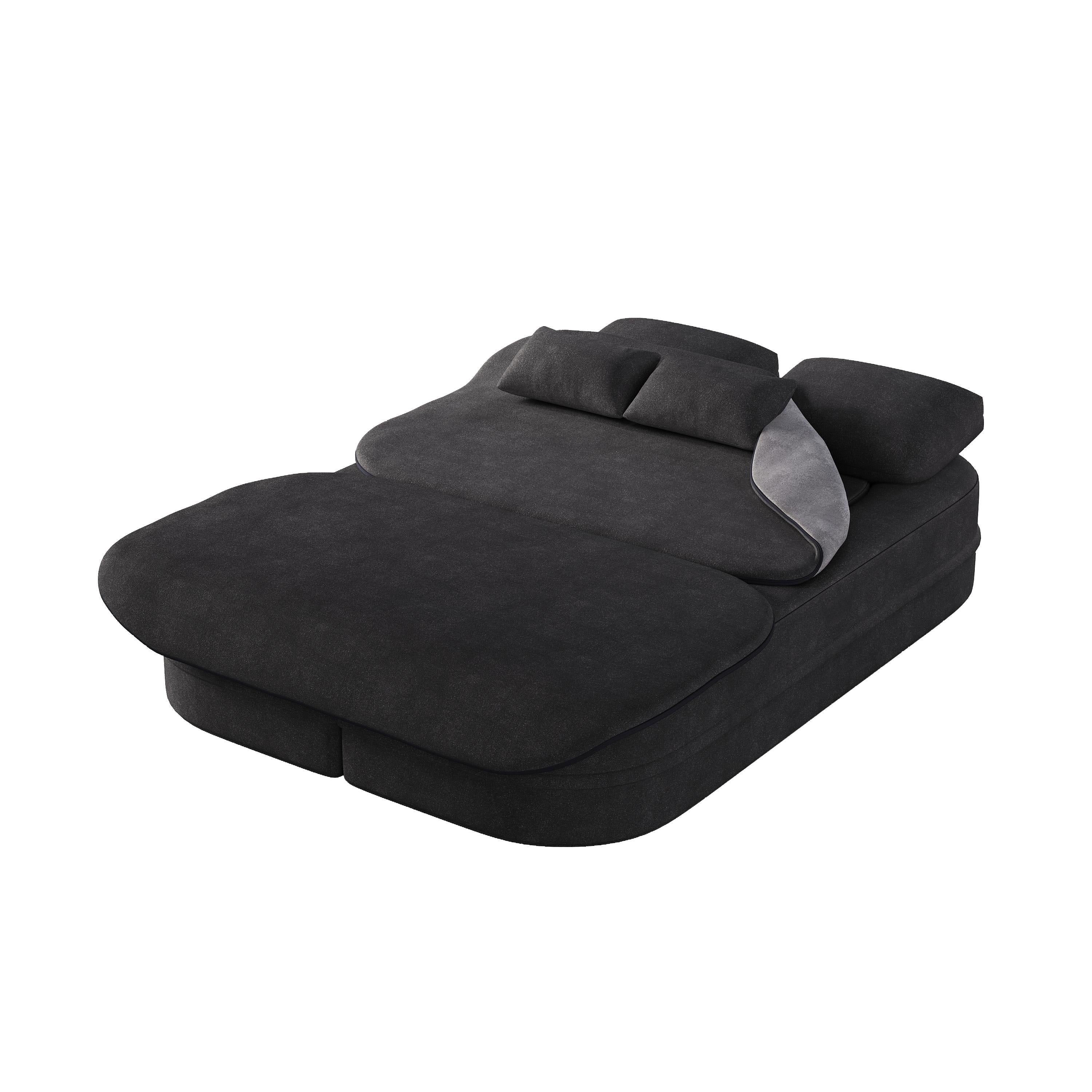 GDFStudio - Willoughby Chenille Foldable Sleeper Sofa Bed with Multi Functional Blanket