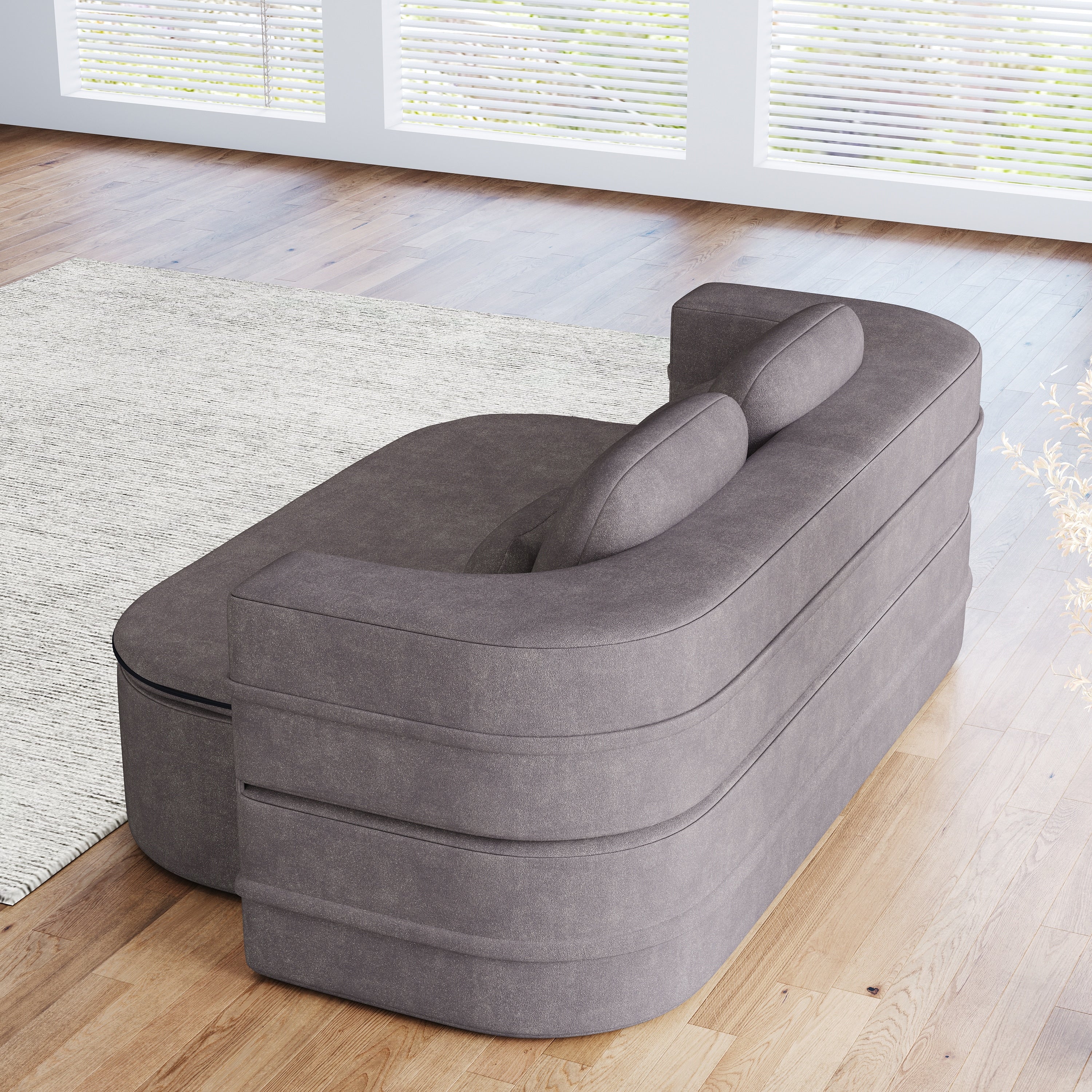 GDFStudio - Willoughby Chenille Foldable Sleeper Sofa Bed with Multi Functional Blanket