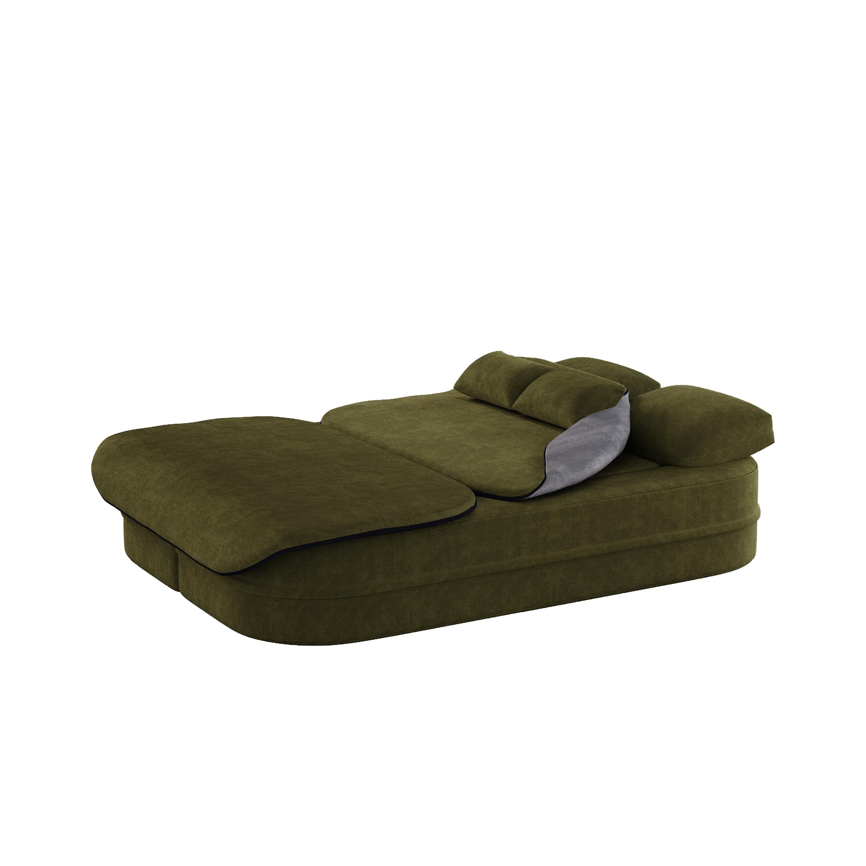 GDFStudio - Willoughby Chenille Foldable Sleeper Sofa Bed with Multi Functional Blanket