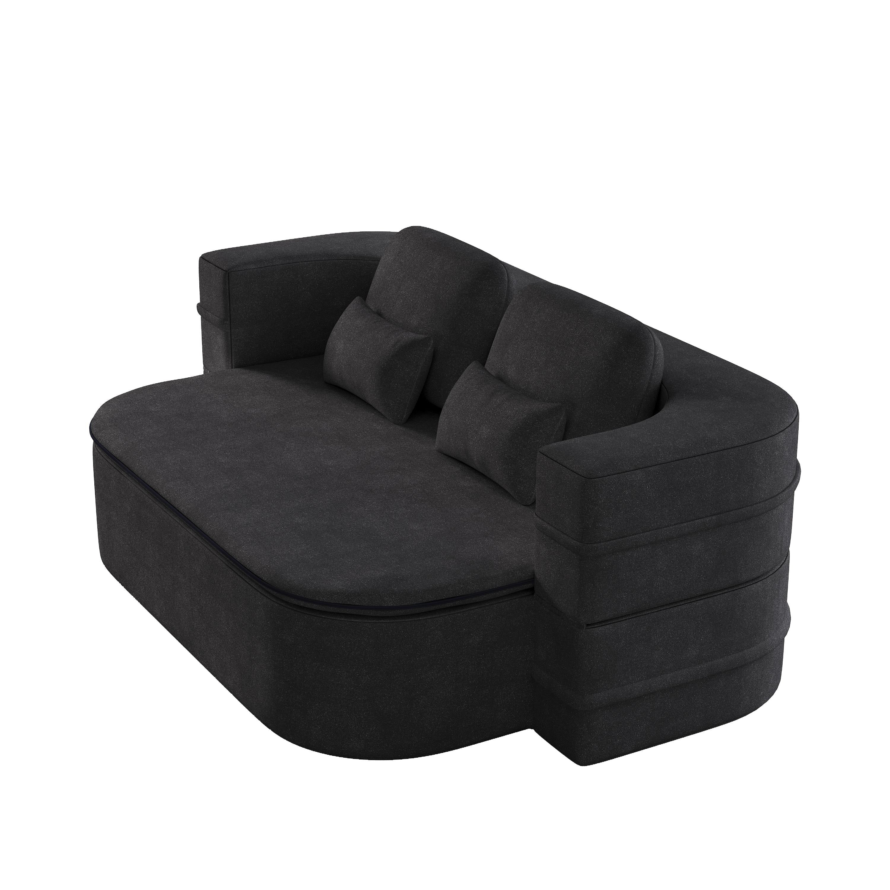GDFStudio - Willoughby Chenille Foldable Sleeper Sofa Bed with Multi Functional Blanket