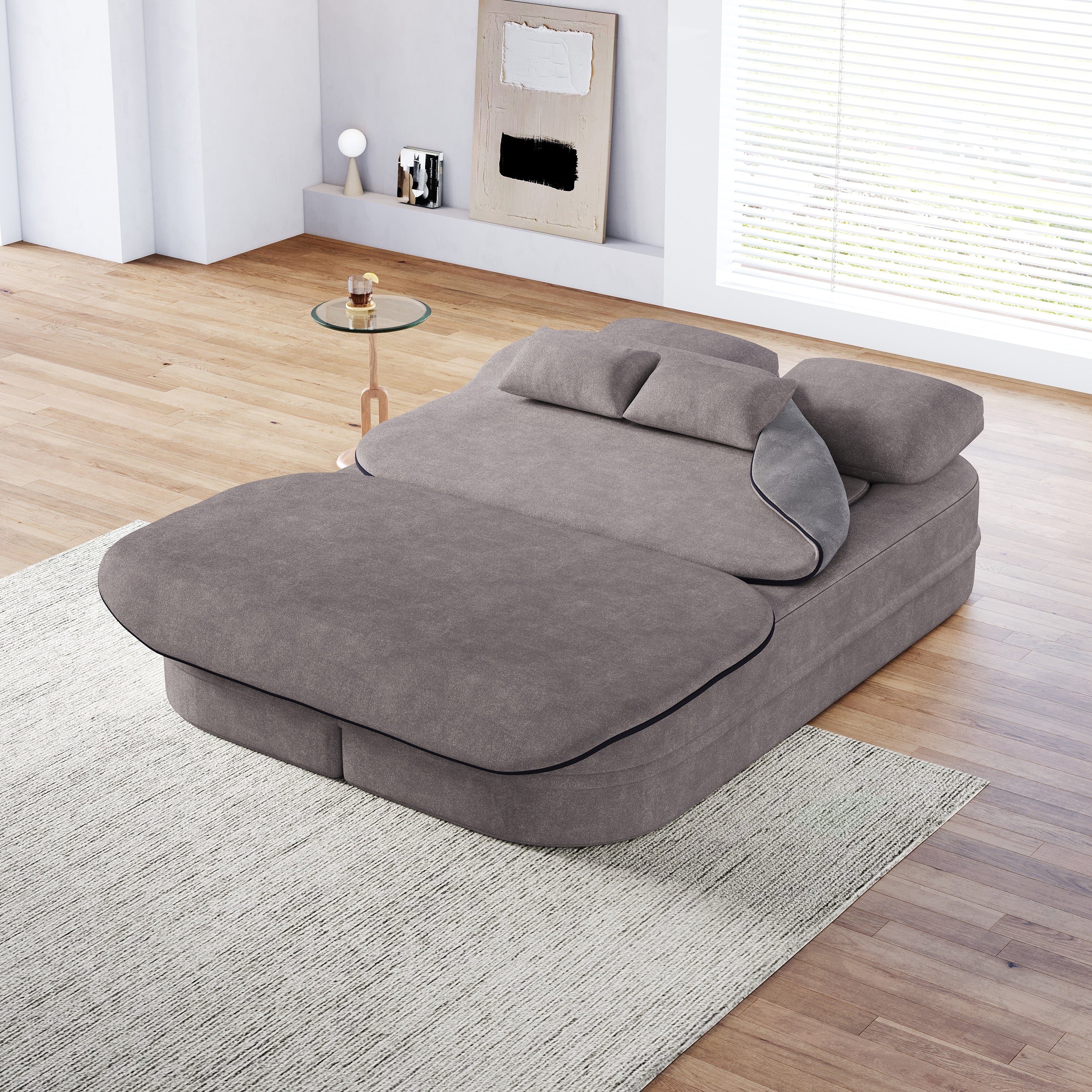 GDFStudio - Willoughby Chenille Foldable Sleeper Sofa Bed with Multi Functional Blanket