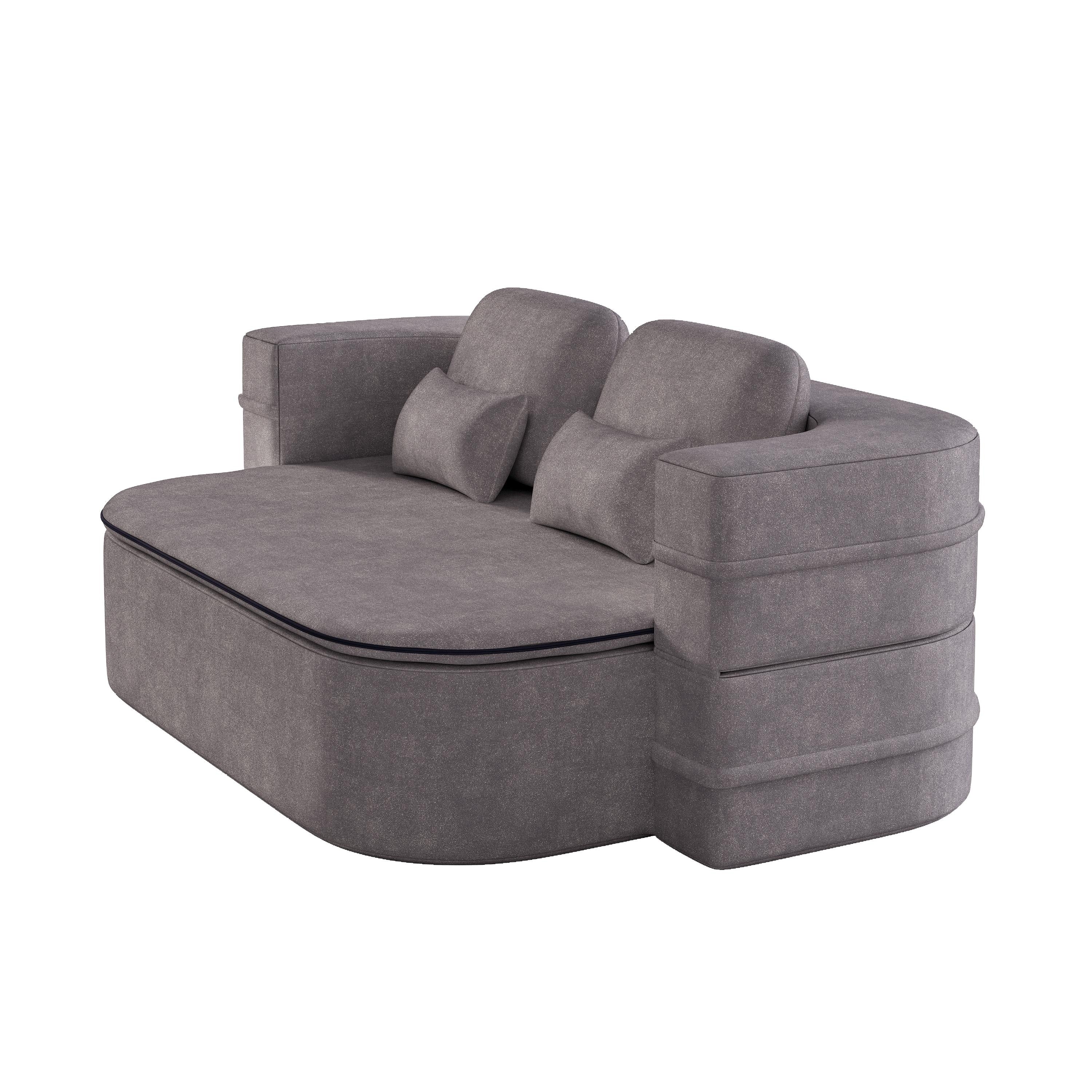 GDFStudio - Willoughby Chenille Foldable Sleeper Sofa Bed with Multi Functional Blanket