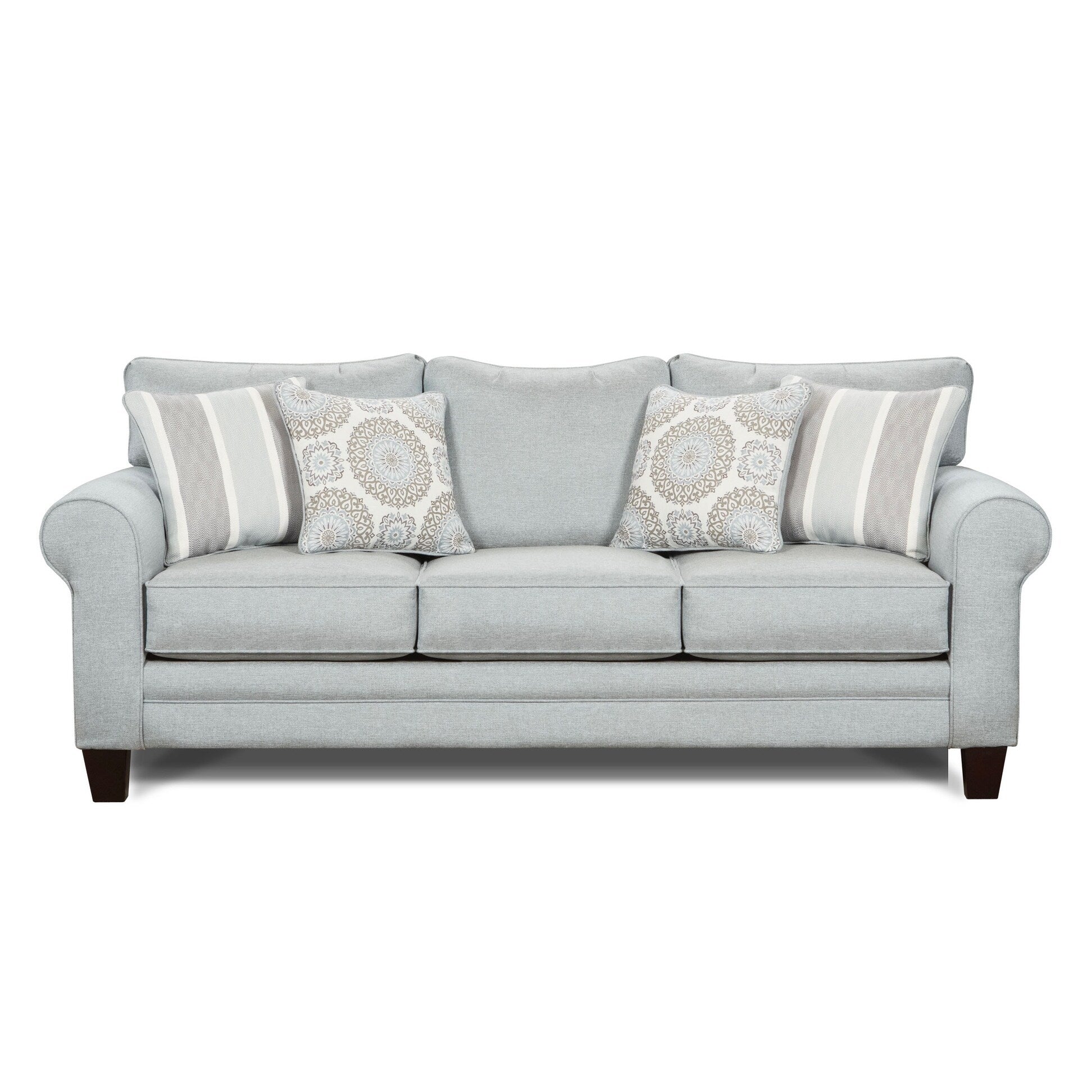 Grande Mist Round Arm Transitional Baby Blue Sofa