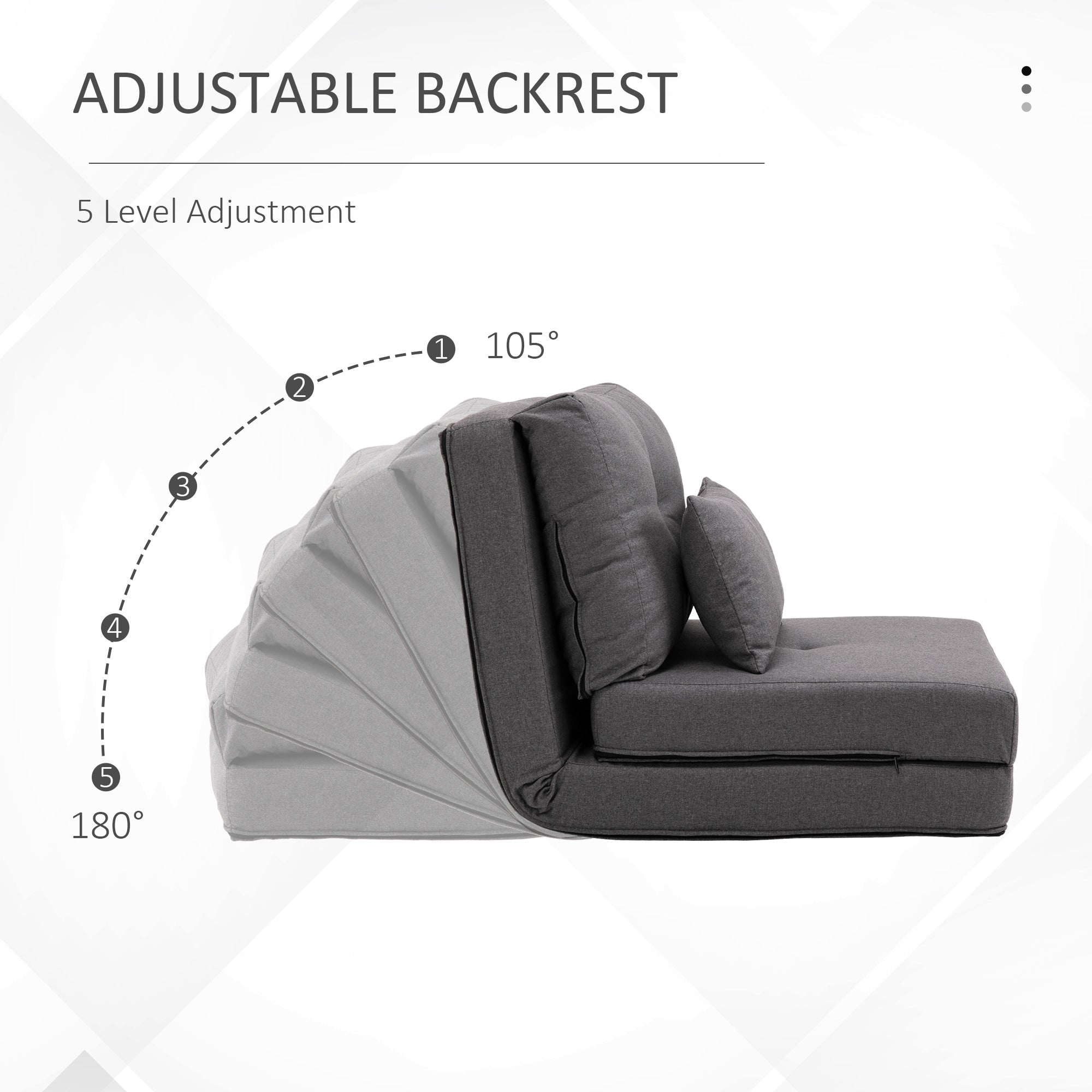 HOMCOM Convertible Flip Folding Upholstered Chair, Floor Lazy Sofa Bed