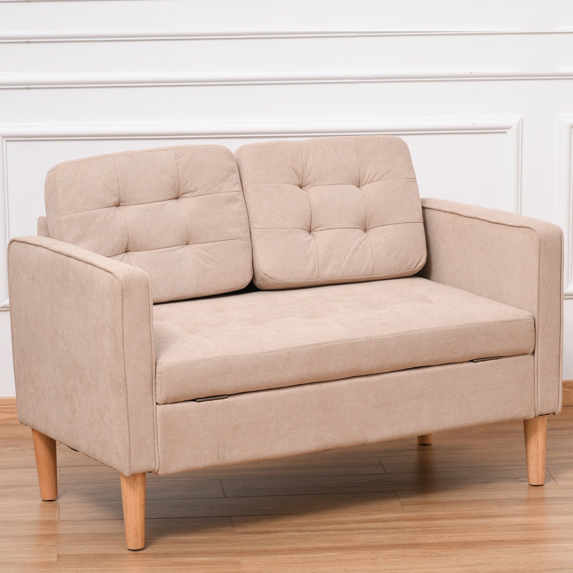 HOMCOM Modern Loveseat Button-tufted Fabric Storage Couch