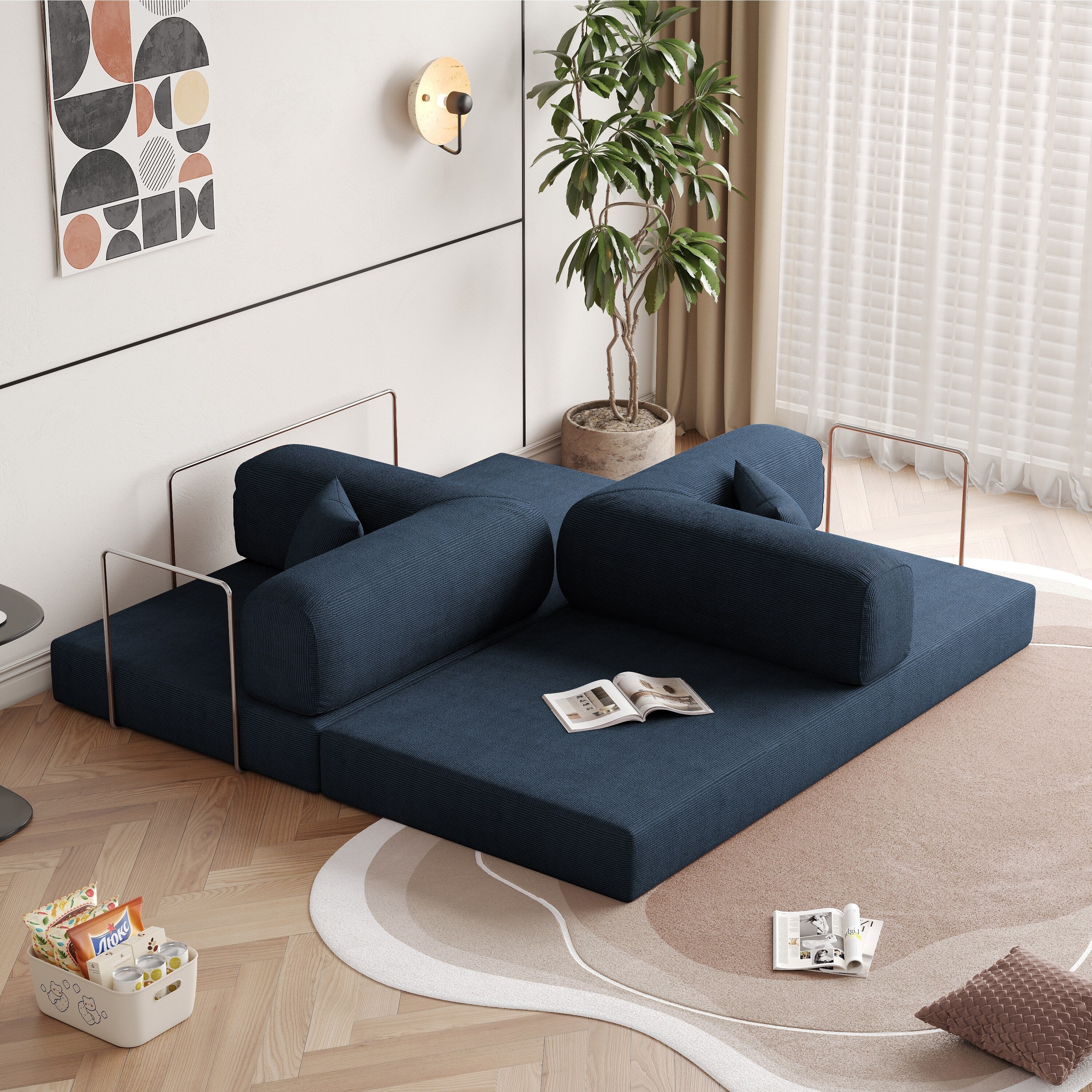 JASIWAY Modern Vintage Convertible Sleeper Sofa Bed