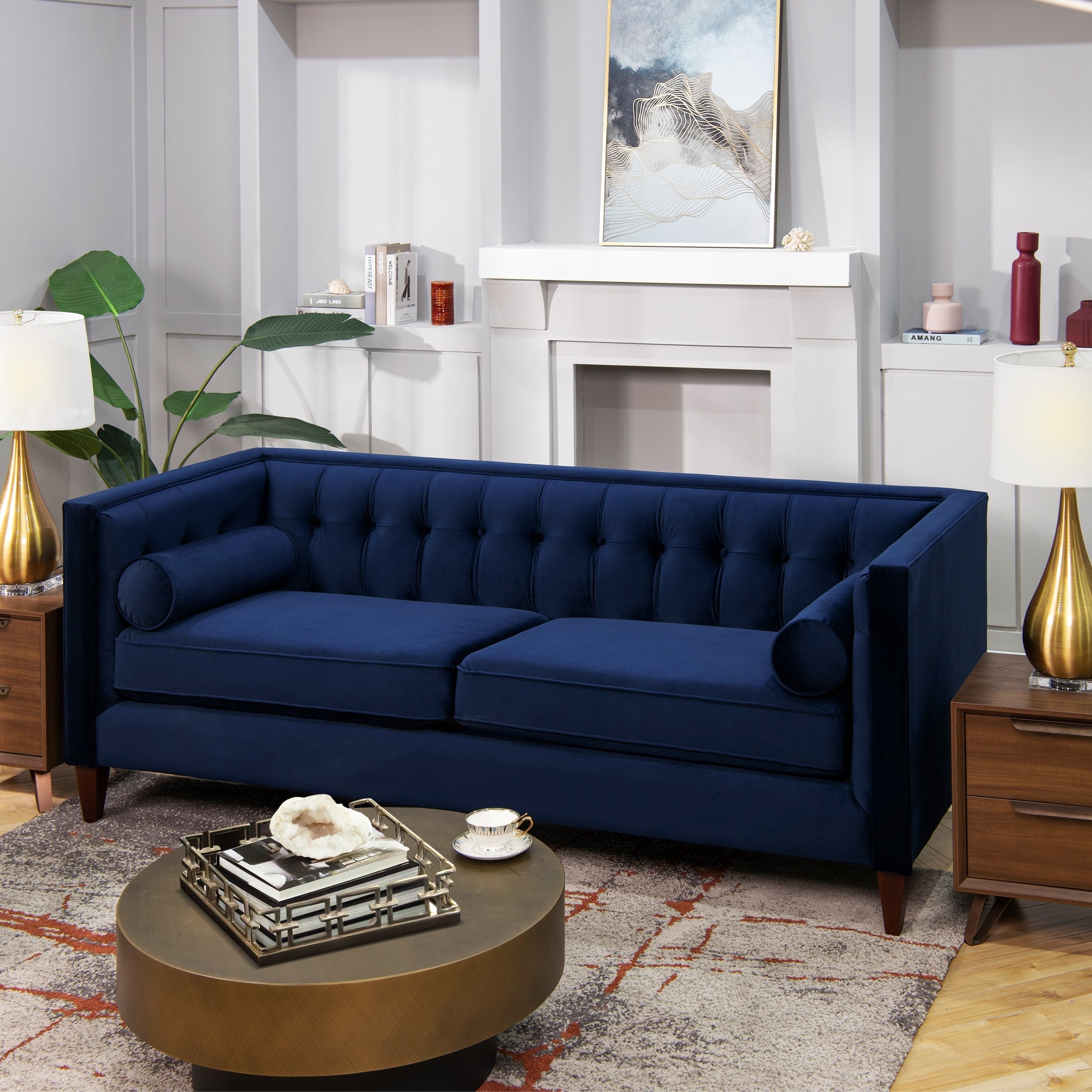 Jack 84 Modern Upholstered Tufted Tuxedo Sofa