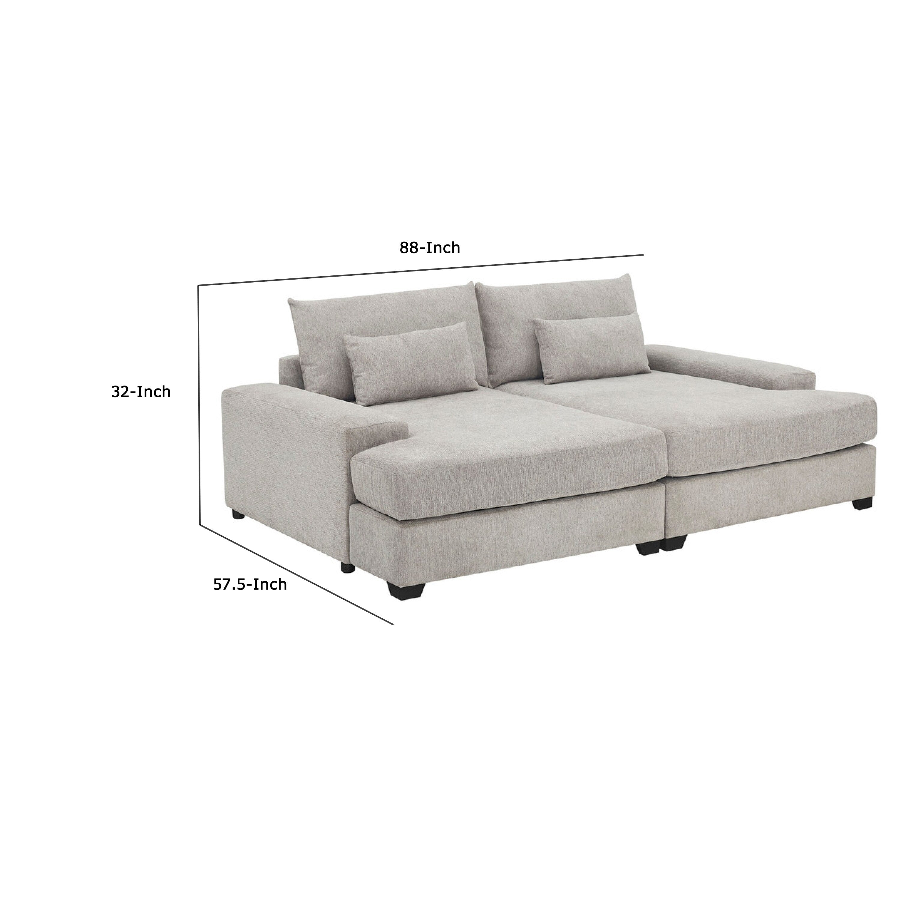 Leena Oversized Sleeper Sofa with 2 Throw Pillow, Gray Fabric 88 Inch