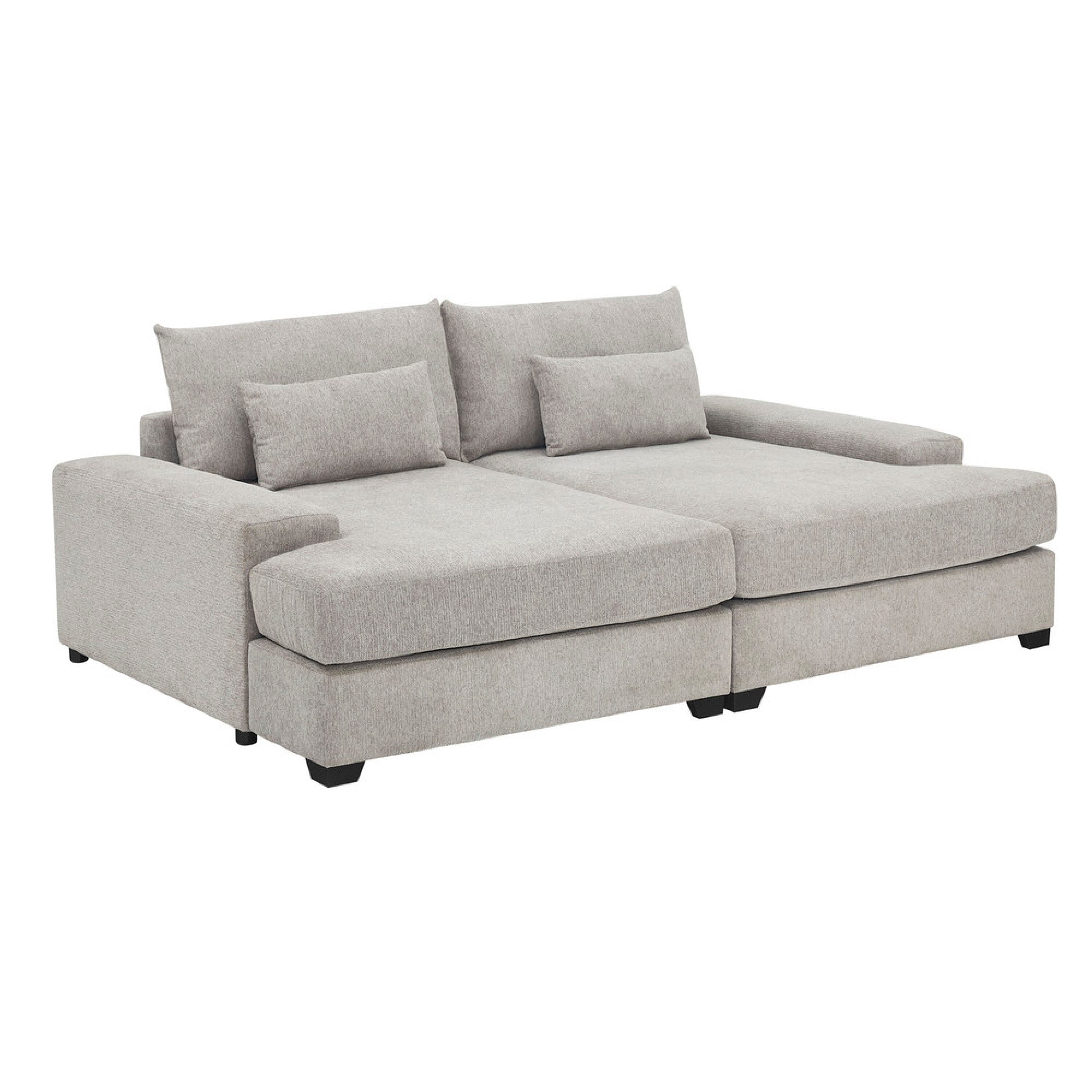 Leena Oversized Sleeper Sofa with 2 Throw Pillow, Gray Fabric 88 Inch